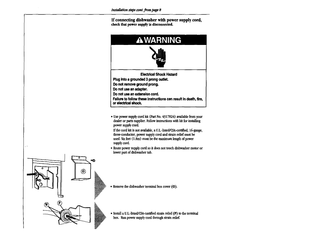 KitchenAid 9743822 installation instructions RemovethedishwasherterminalboxcoverO 