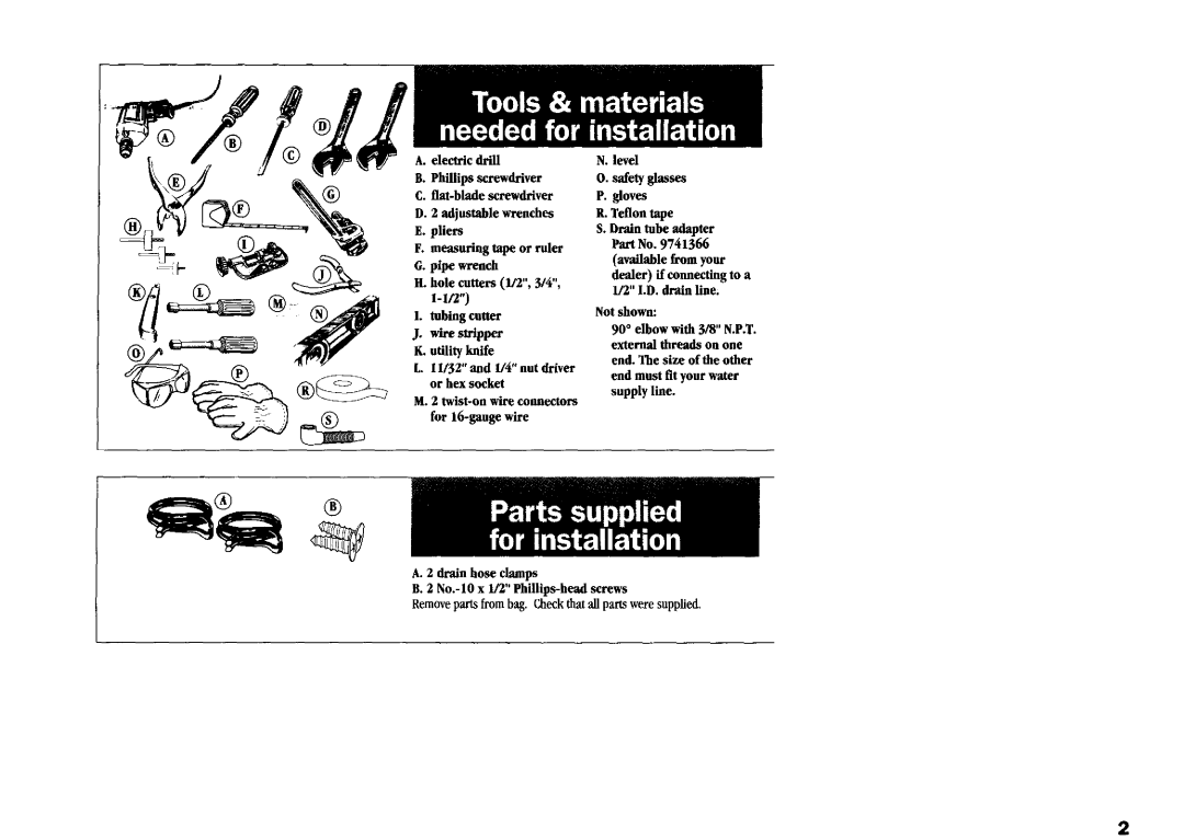 KitchenAid 9743822 installation instructions Safety glasses 