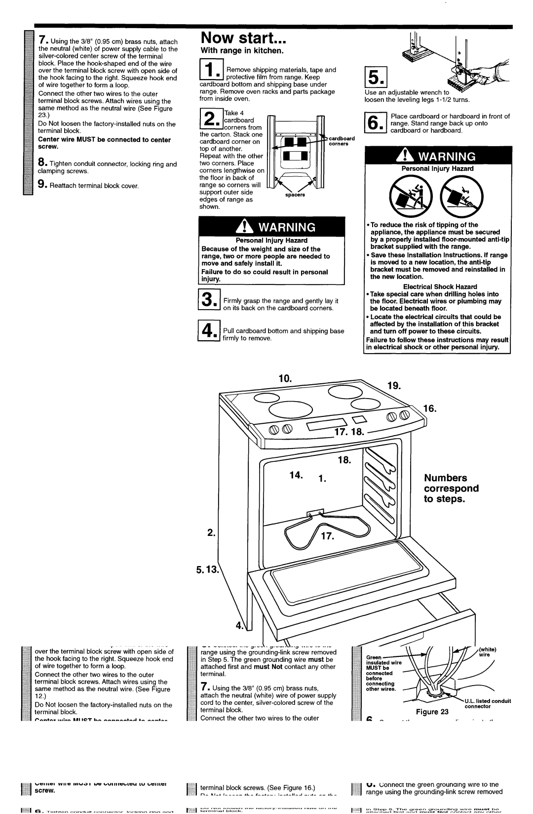 KitchenAid 9751596 Eln, Now start, With range in kitchen, Panel D, Center wire Must be connected to center 