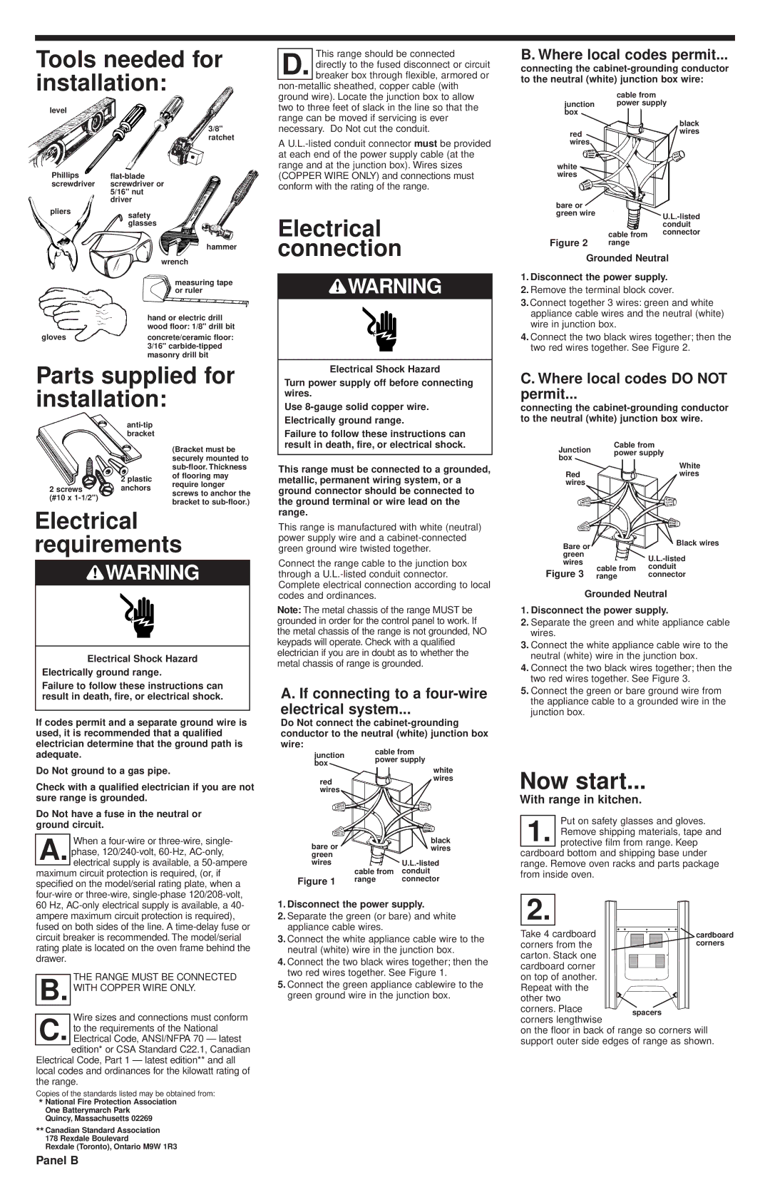 KitchenAid 9752043 Tools needed for installation, Parts supplied for installation, Electrical requirements, Now start 