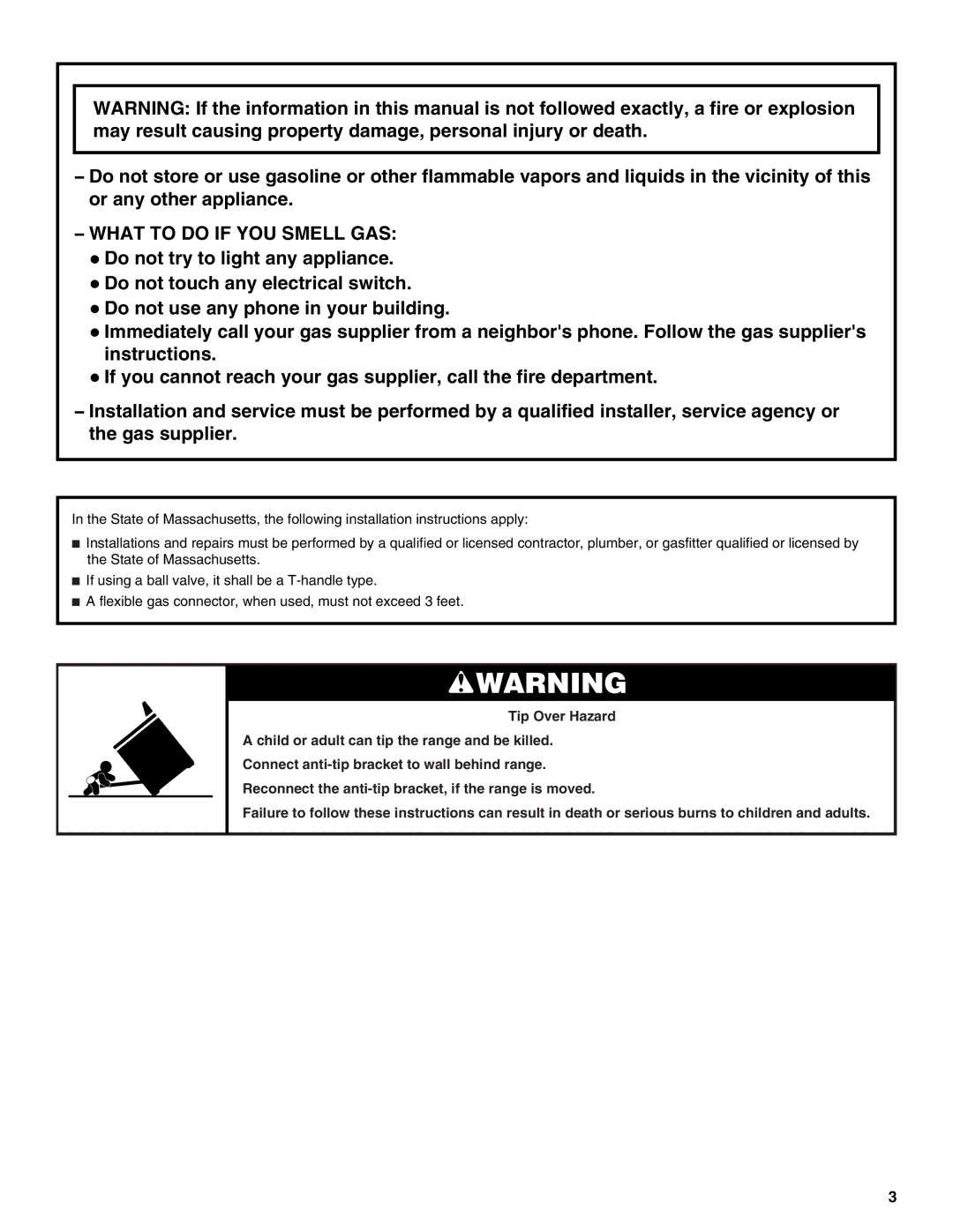 KitchenAid 9759121A installation instructions What to do if YOU Smell GAS 