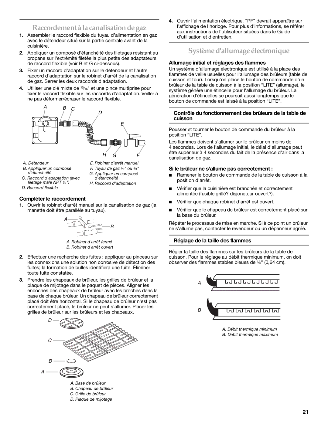 KitchenAid 9760618 installation instructions Raccordement à la canalisation de gaz, Système dallumage électronique 