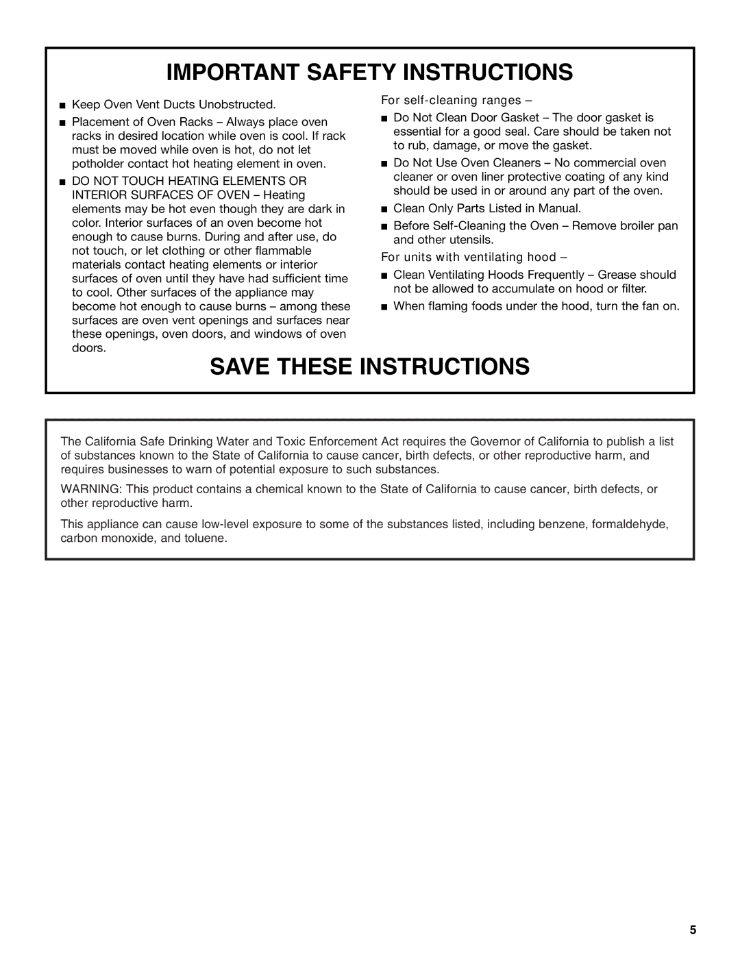 KitchenAid KERA807, 9762265 manual For self-cleaning ranges, For units with ventilating hood 