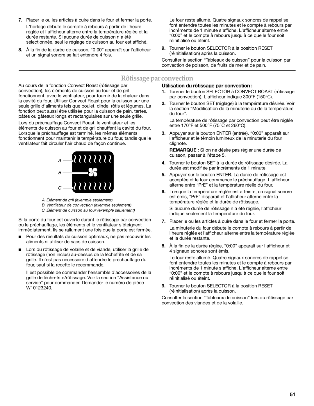 KitchenAid 9762892B manual Rôtissage parconvection, Utilisation du rôtissage par convection 