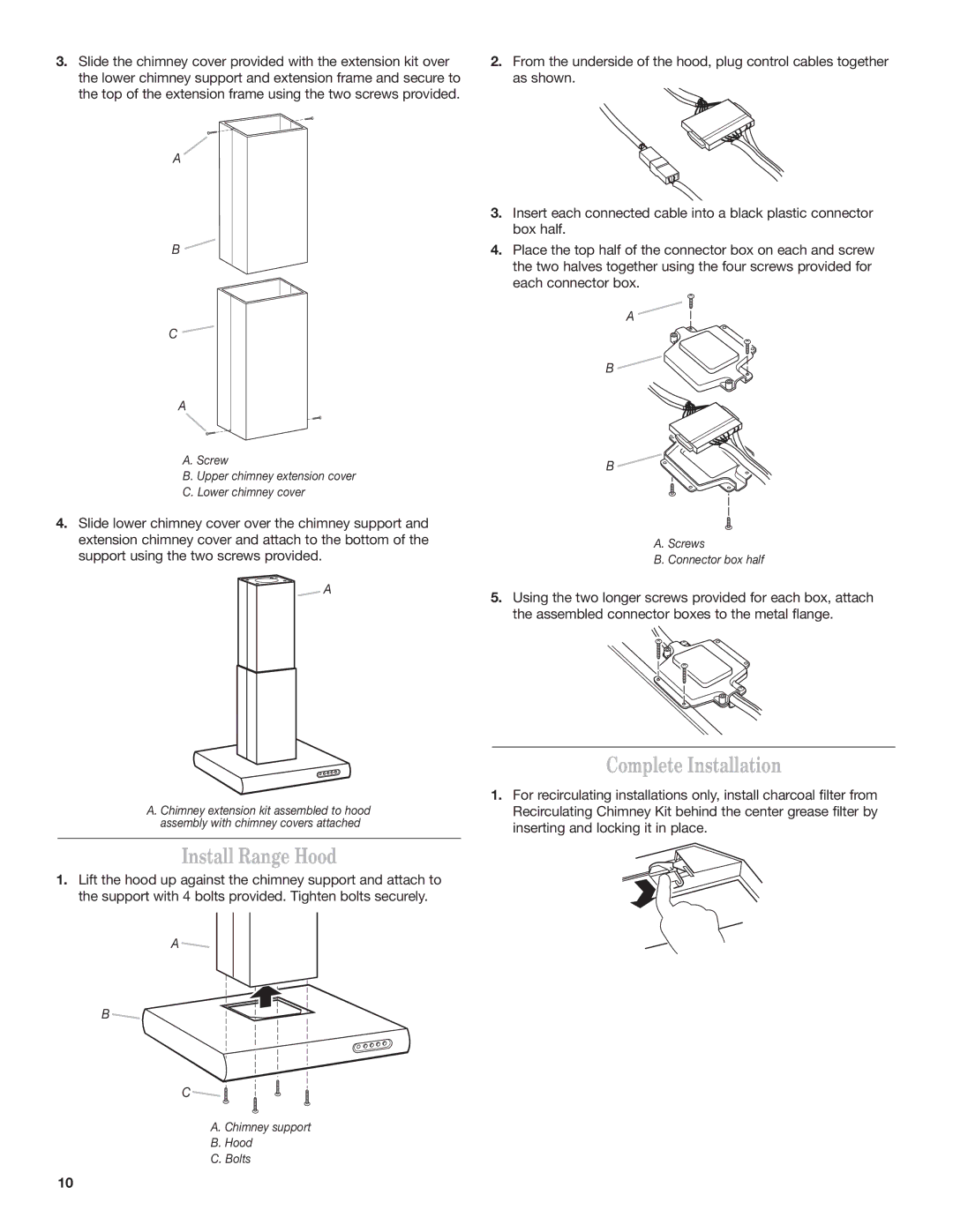 KitchenAid 9763382 installation instructions Install Range Hood, Complete Installation 