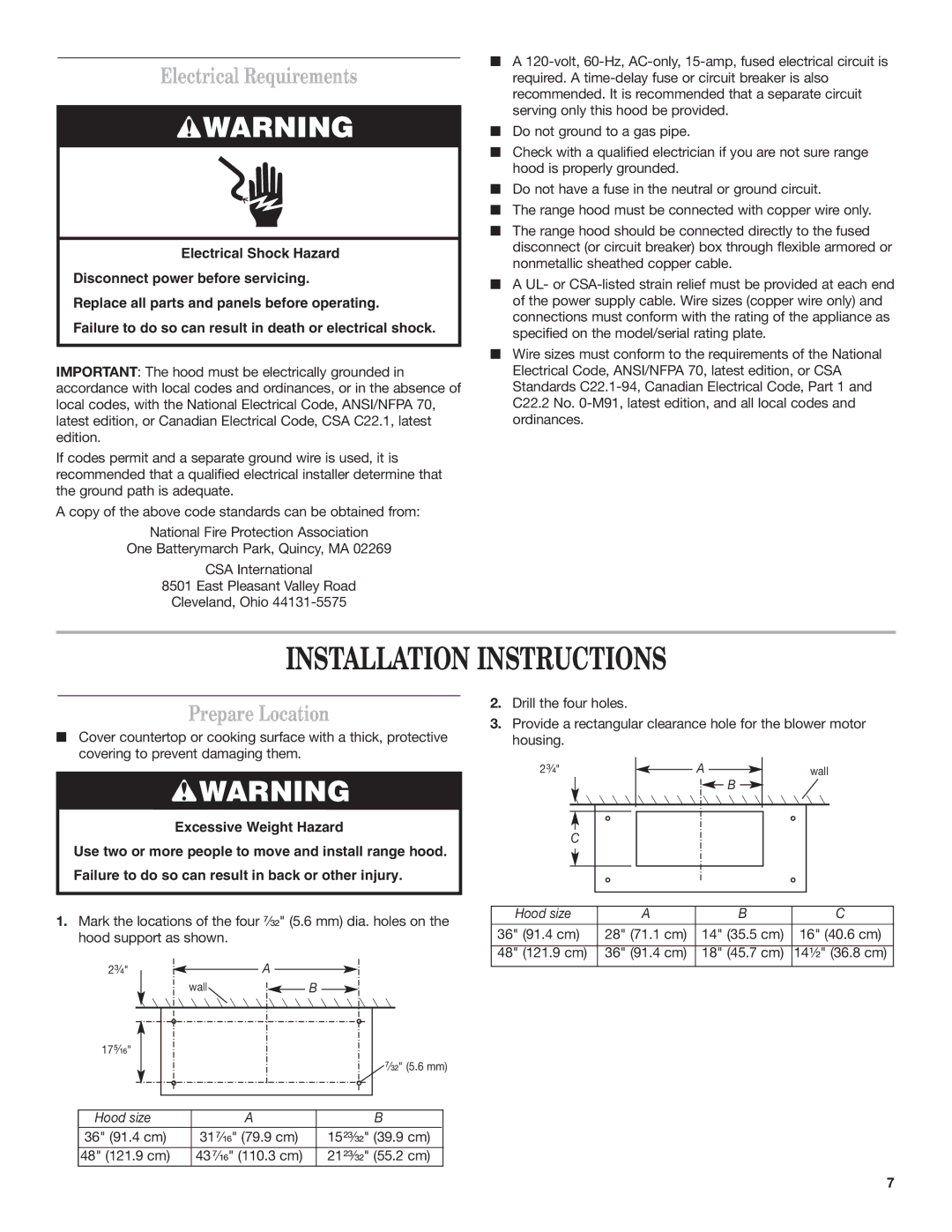 KitchenAid 9763388 installation instructions Installation Instructions, Electrical Requirements, Prepare Location 