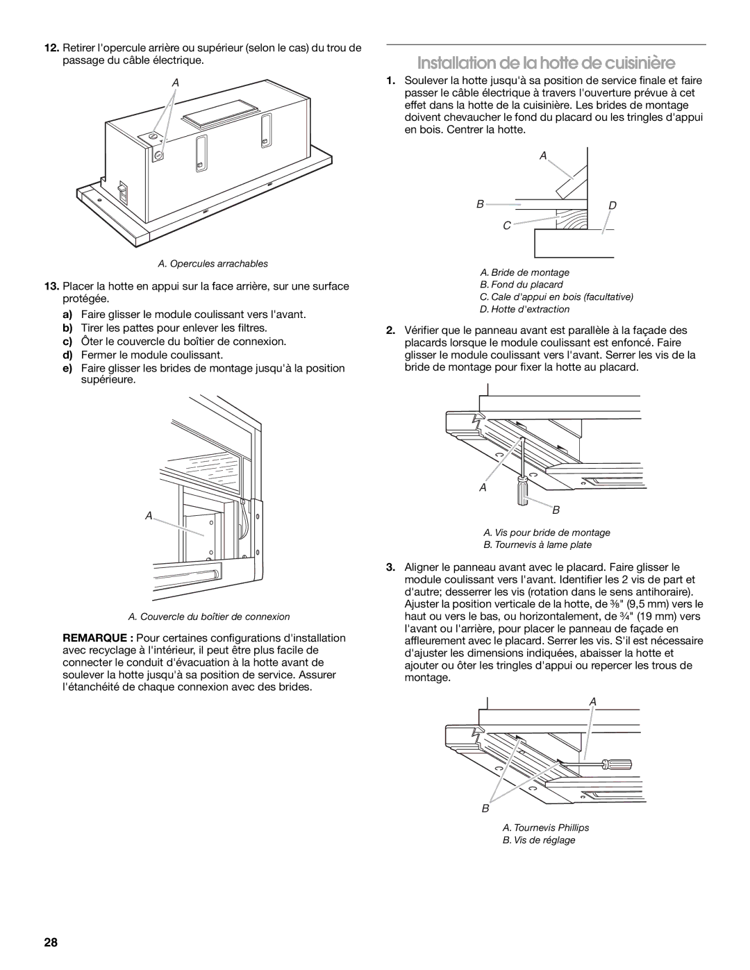 KitchenAid 9763393A installation instructions Installation de la hotte de cuisinière 