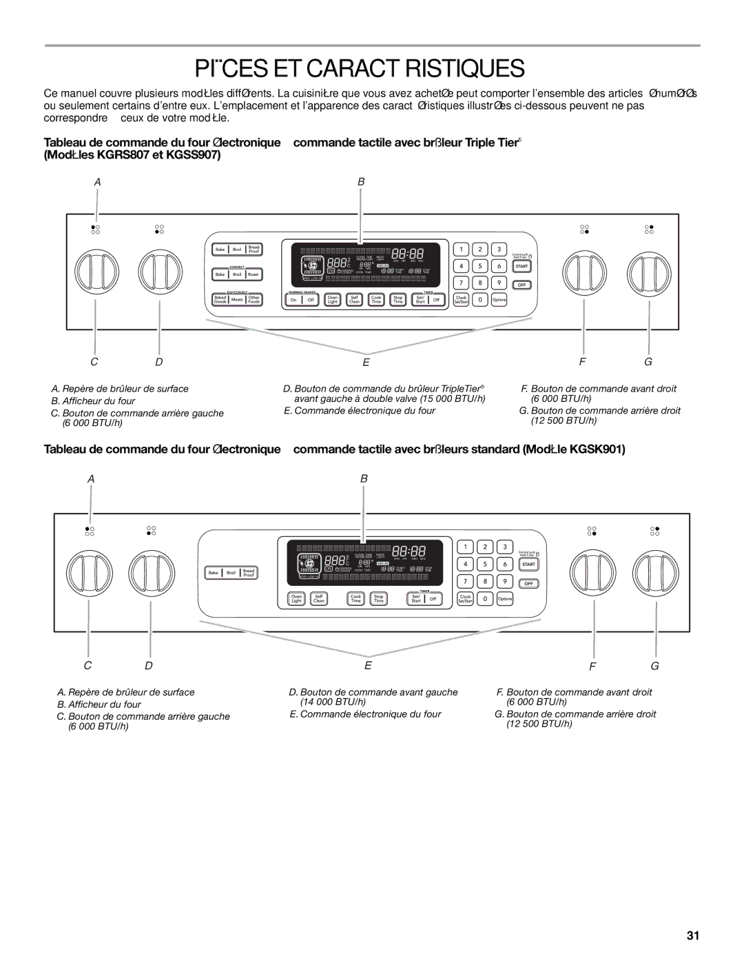 KitchenAid KGRS807, 9763457 manual Pièces ET Caractéristiques 