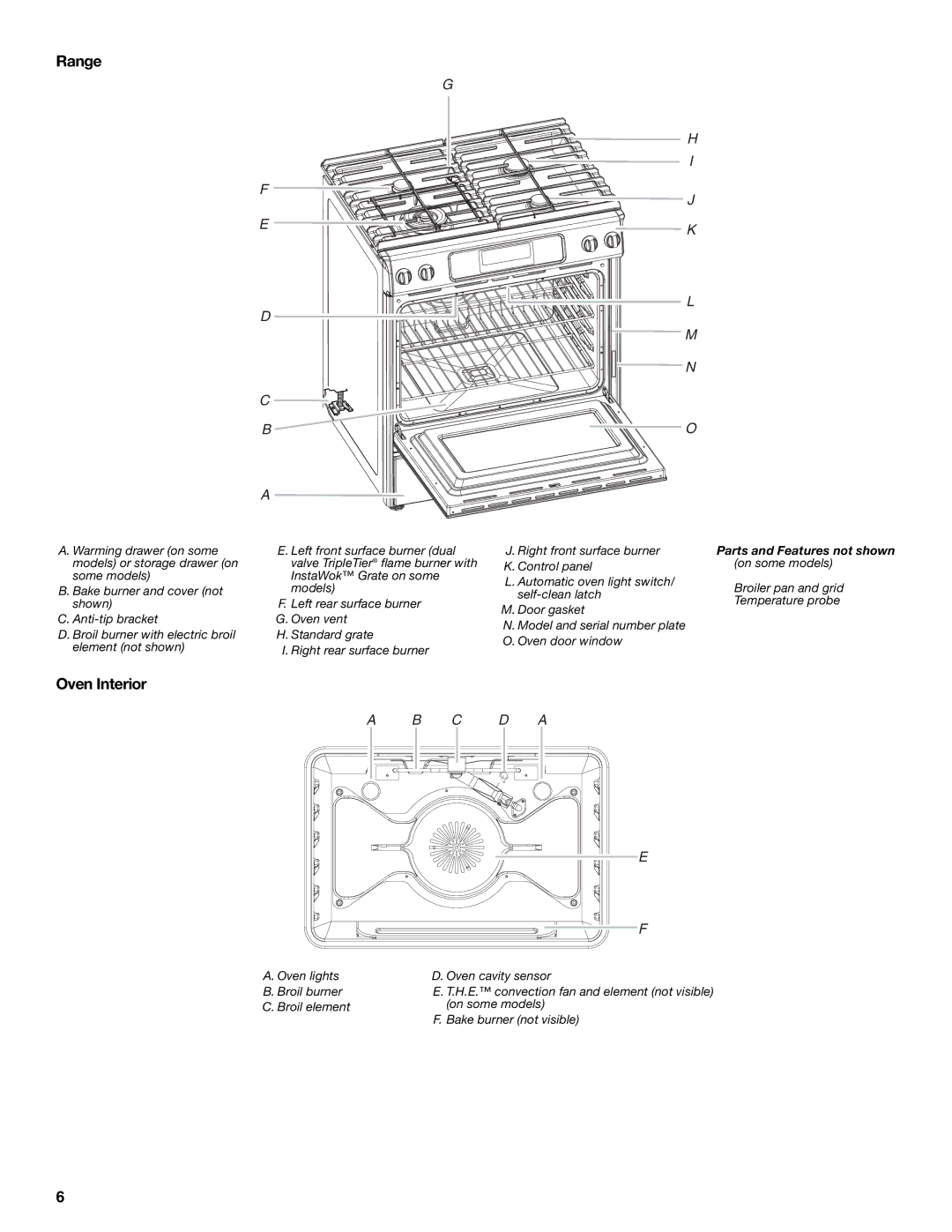 KitchenAid 9763457, KGRS807 manual Range, Oven Interior 