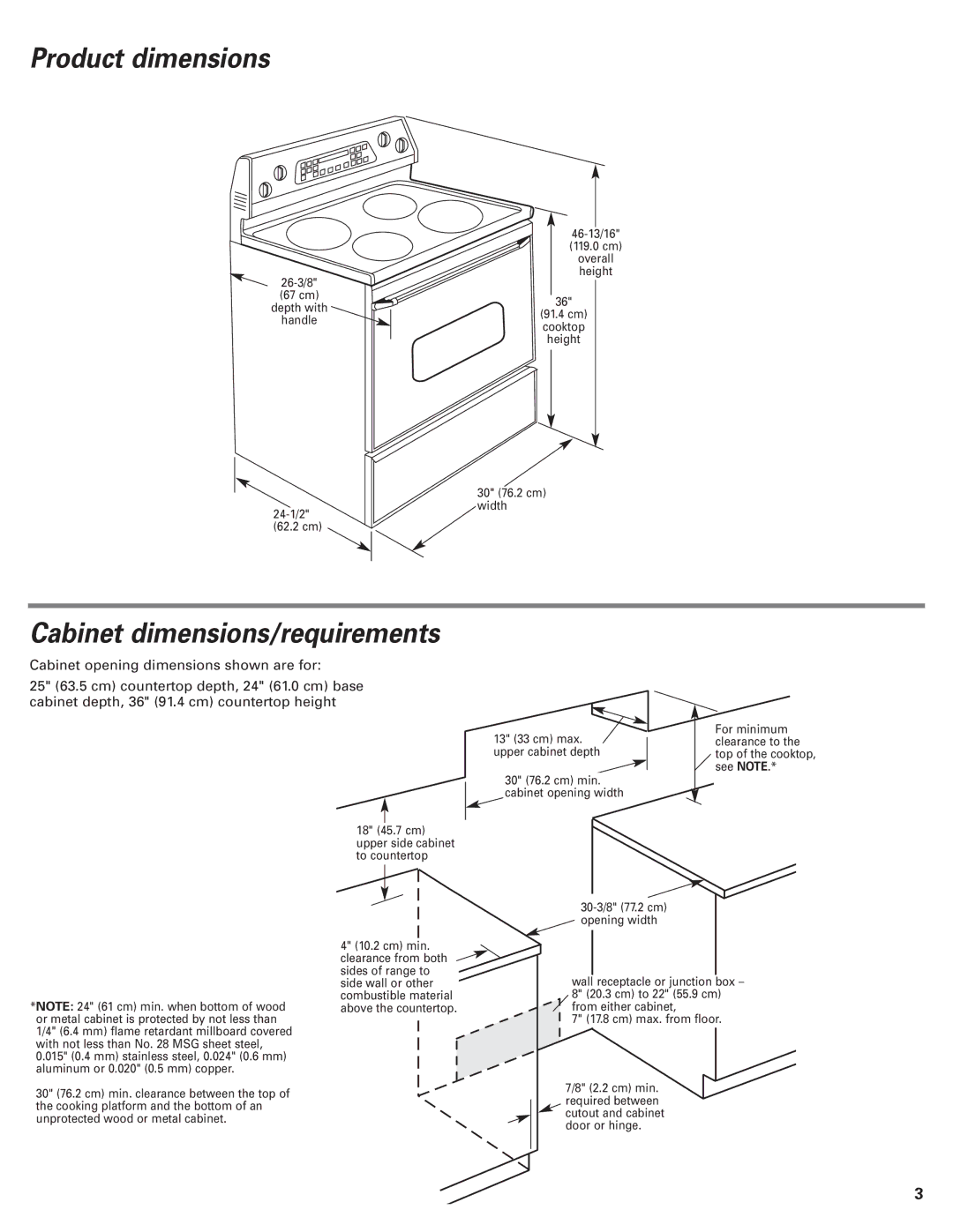 KitchenAid 9.76E+13 installation instructions Product dimensions, Cabinet dimensions/requirements 