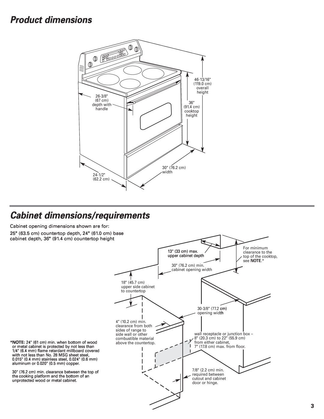 KitchenAid 9.76E+13 Product dimensions, Cabinet dimensions/requirements, Cabinet opening dimensions shown are for 