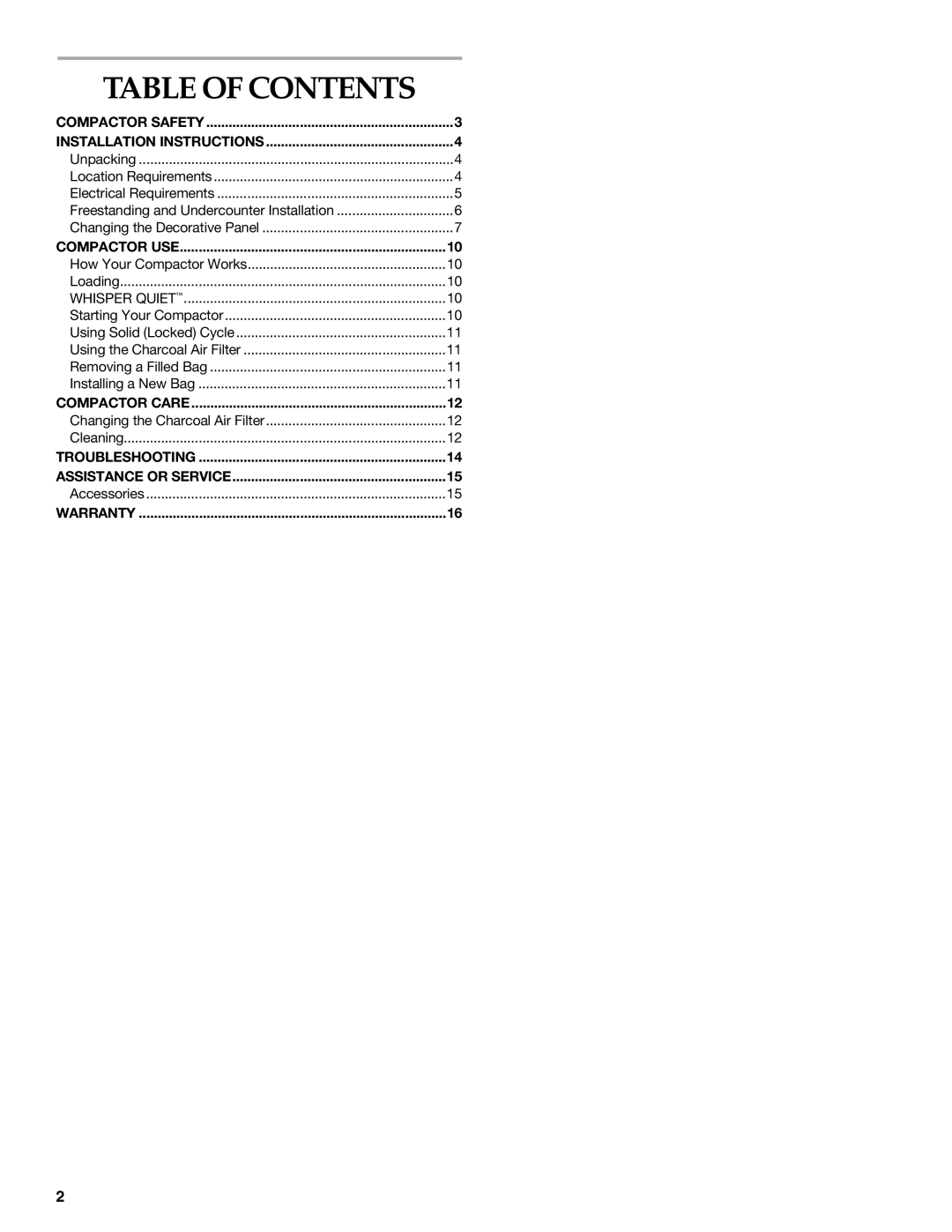 KitchenAid 9871780B manual Table of Contents 