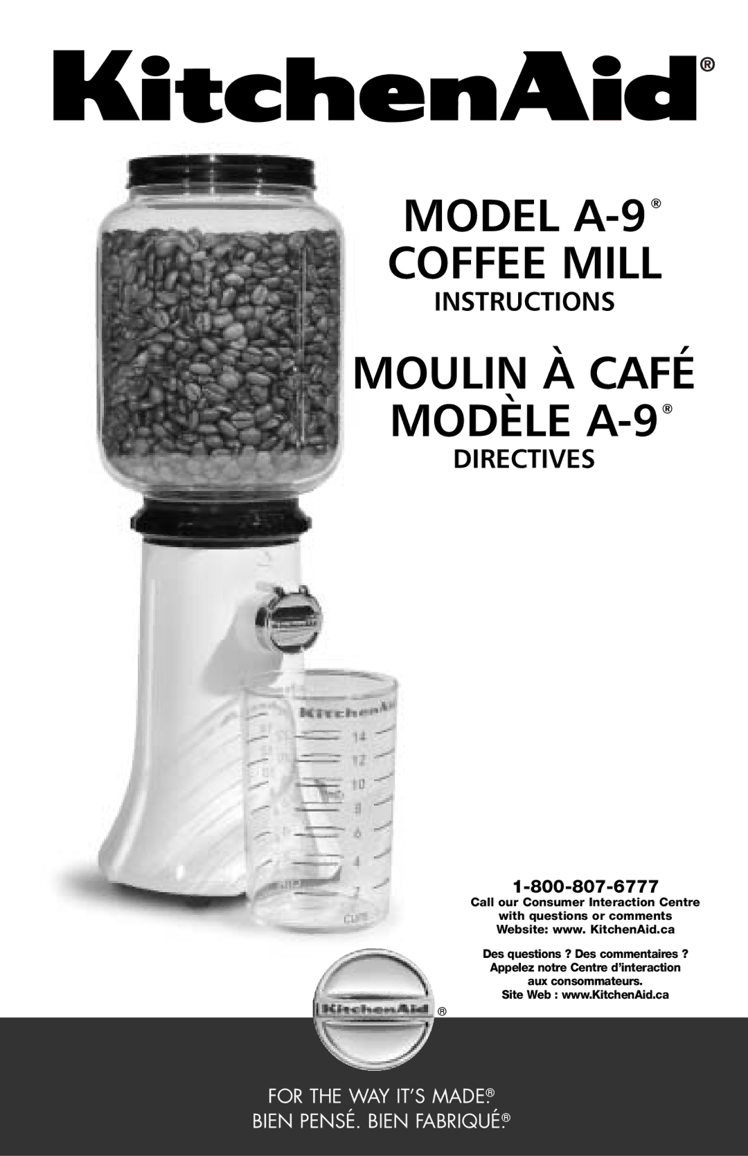 KitchenAid manual Model A-9 Coffee Mill 