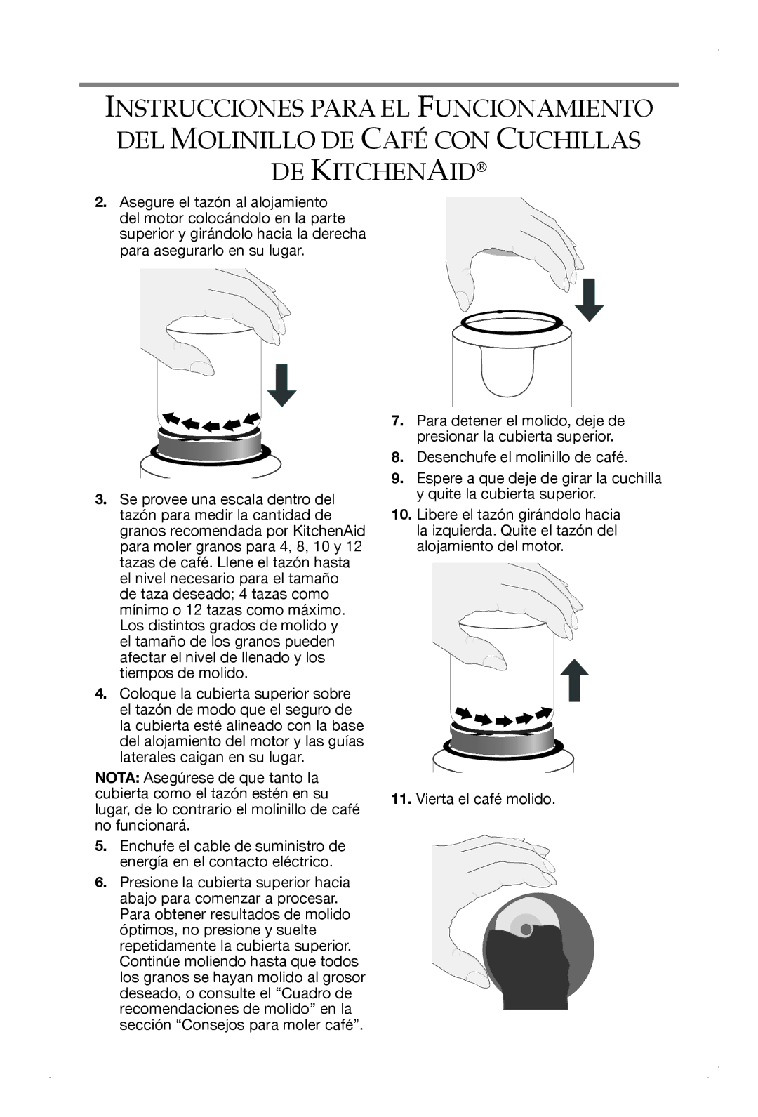 KitchenAid BCG111, BCGSGA, BCG211 manual 