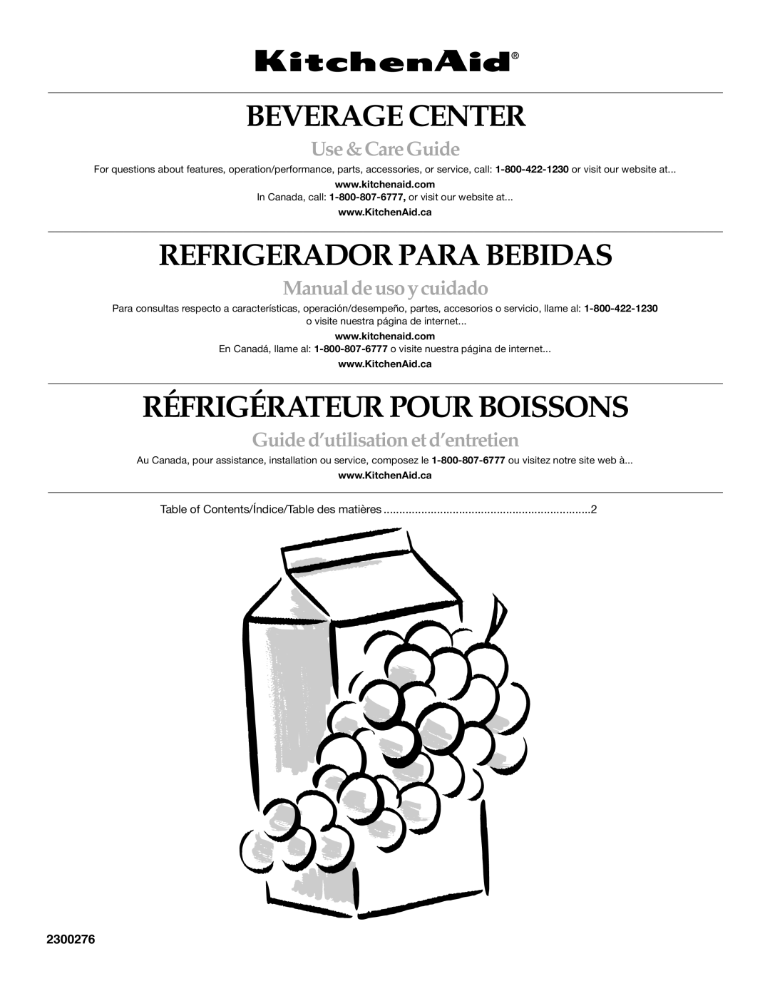 KitchenAid BEVERAGECENTER manual Beverage Center 