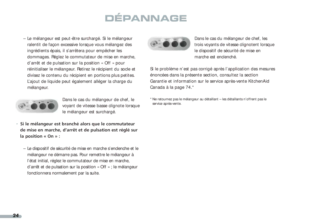 KitchenAid 4KPCB348, Blender, 4KPCB148, 35 manual Dépannage 