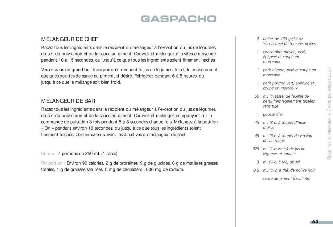 KitchenAid Blender, 4KPCB348, 4KPCB148, 35 manual Gaspacho 