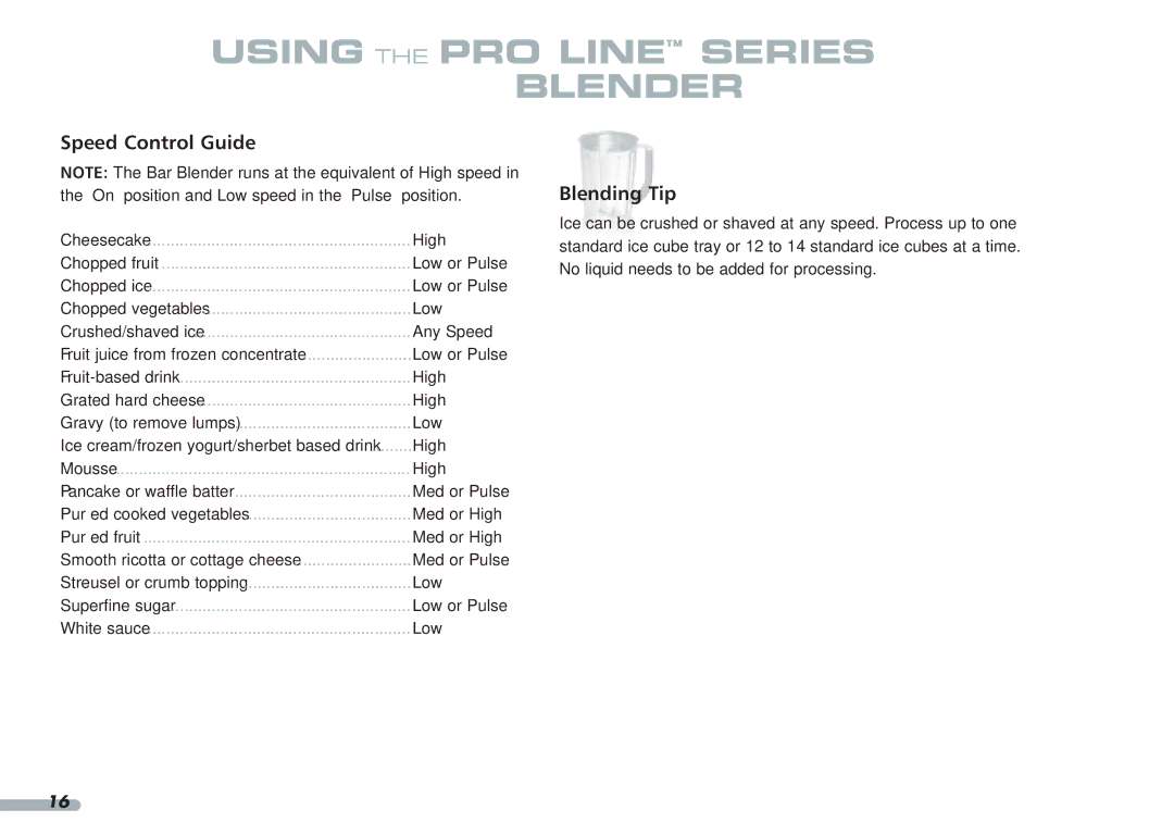 KitchenAid 4KPCB148, Blender, 4KPCB348, 35 manual Speed Control Guide, Blending Tip 