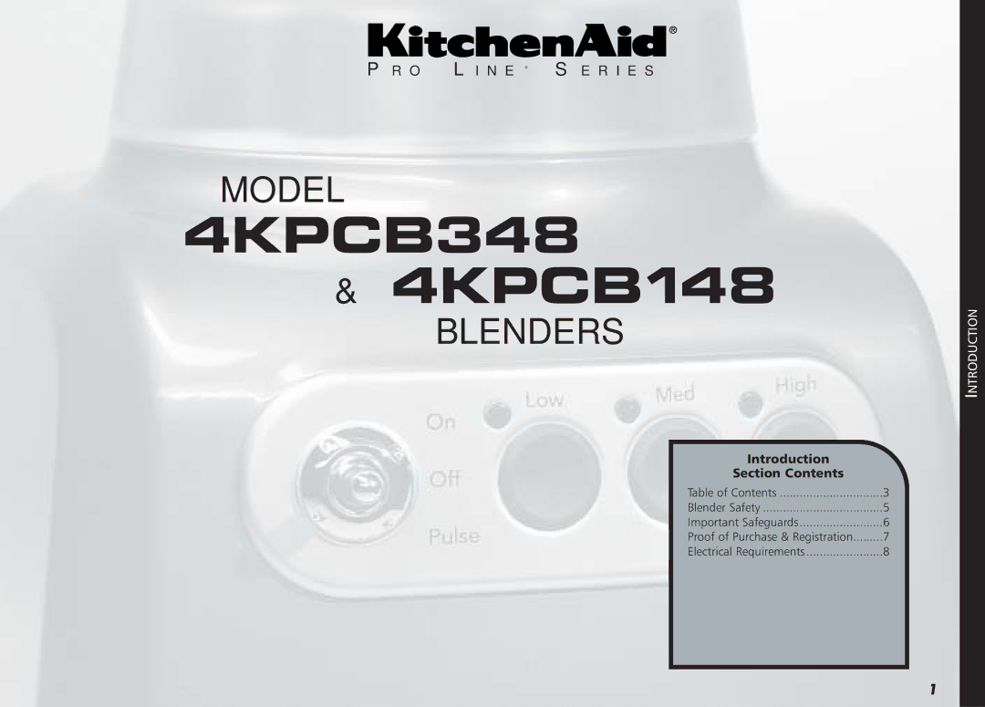 KitchenAid 35, Blender manual 4KPCB348 4KPCB148, O L I N E S E R I E S 