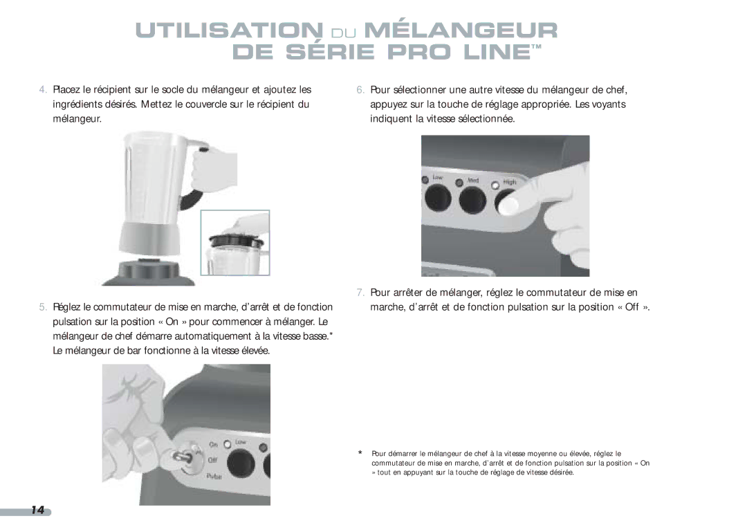 KitchenAid 35, Blender, 4KPCB348, 4KPCB148 manual Utilisation DU Mélangeur DE Série PRO Line 