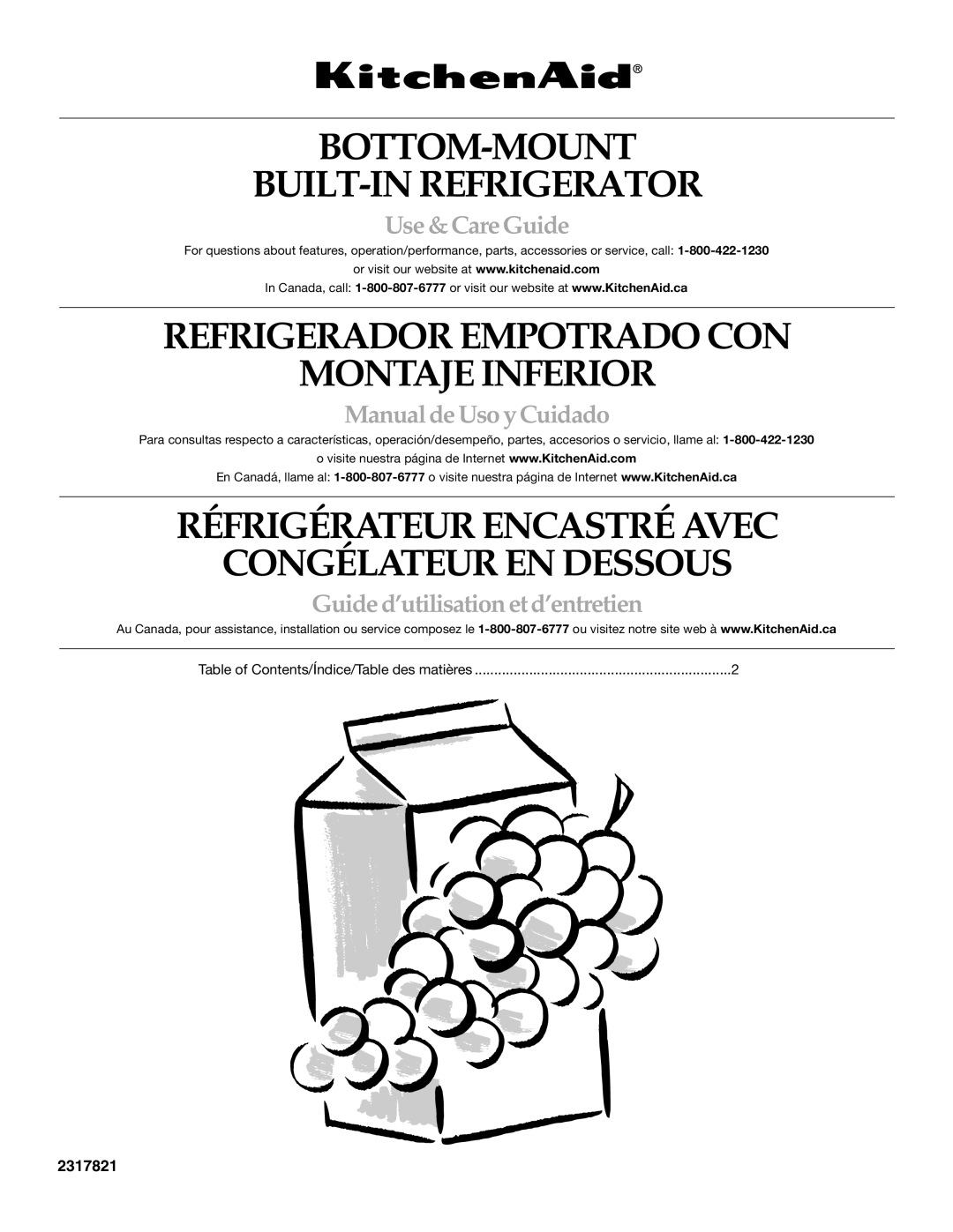 KitchenAid Bottom-Mount Built-In Refrigerator manual BOTTOM-MOUNT BUILT-IN Refrigerator 