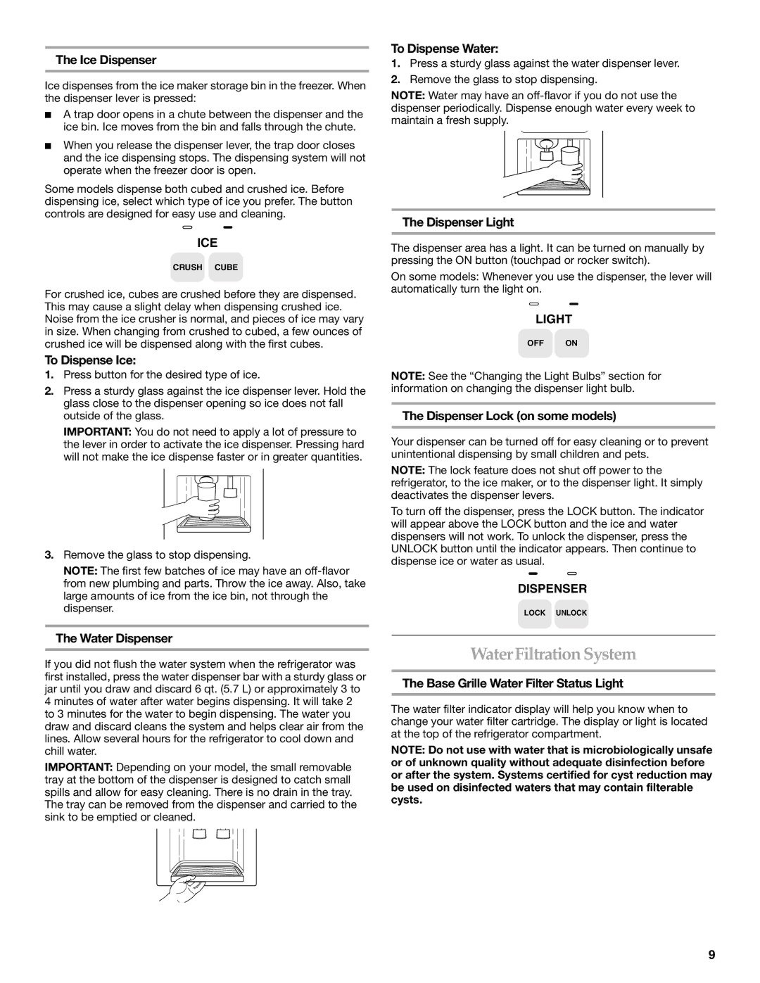 KitchenAid BUILT-IN REFRIGERATOR manual Water Filtration System 