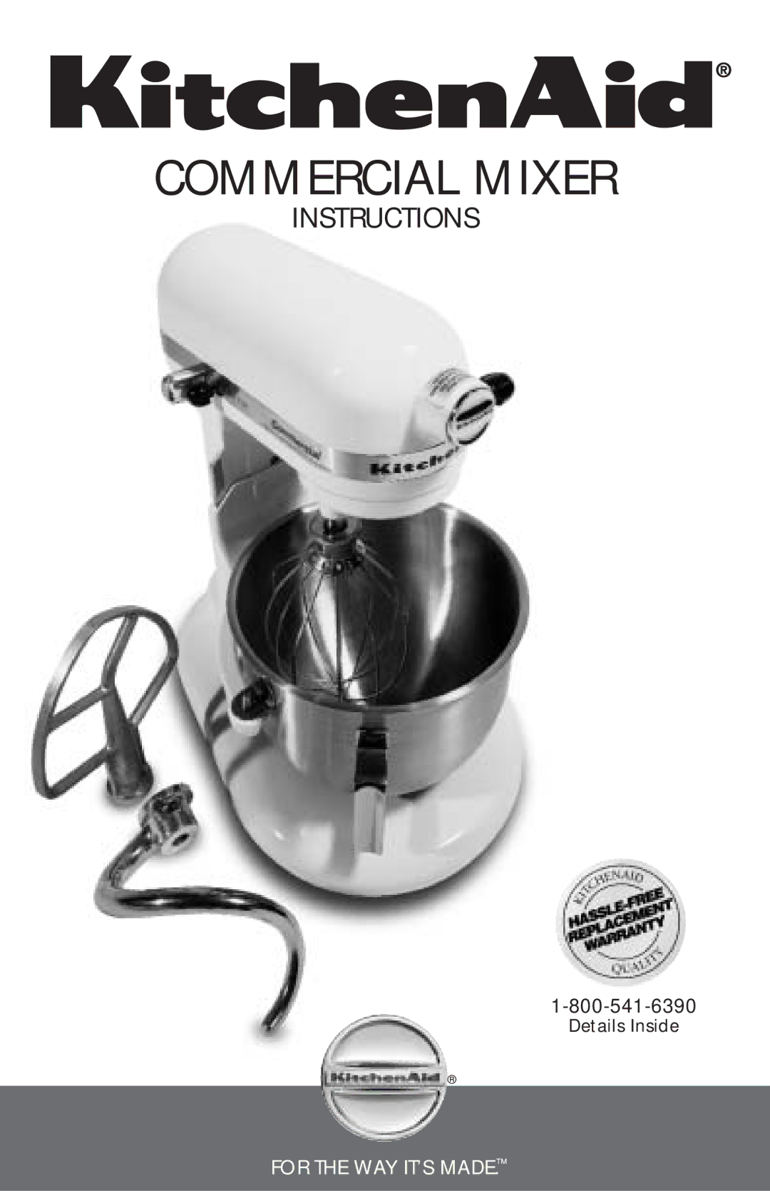 KitchenAid COMMERCIAL MIXER manual Commercial Mixer 