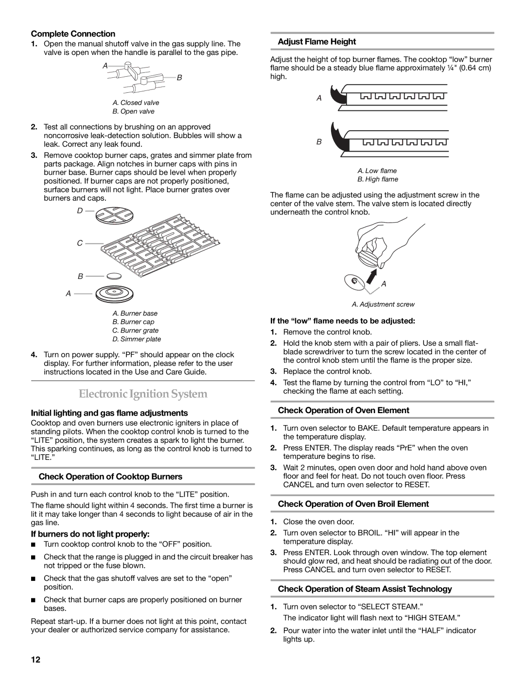 KitchenAid Cooktop installation instructions Electronic Ignition System 