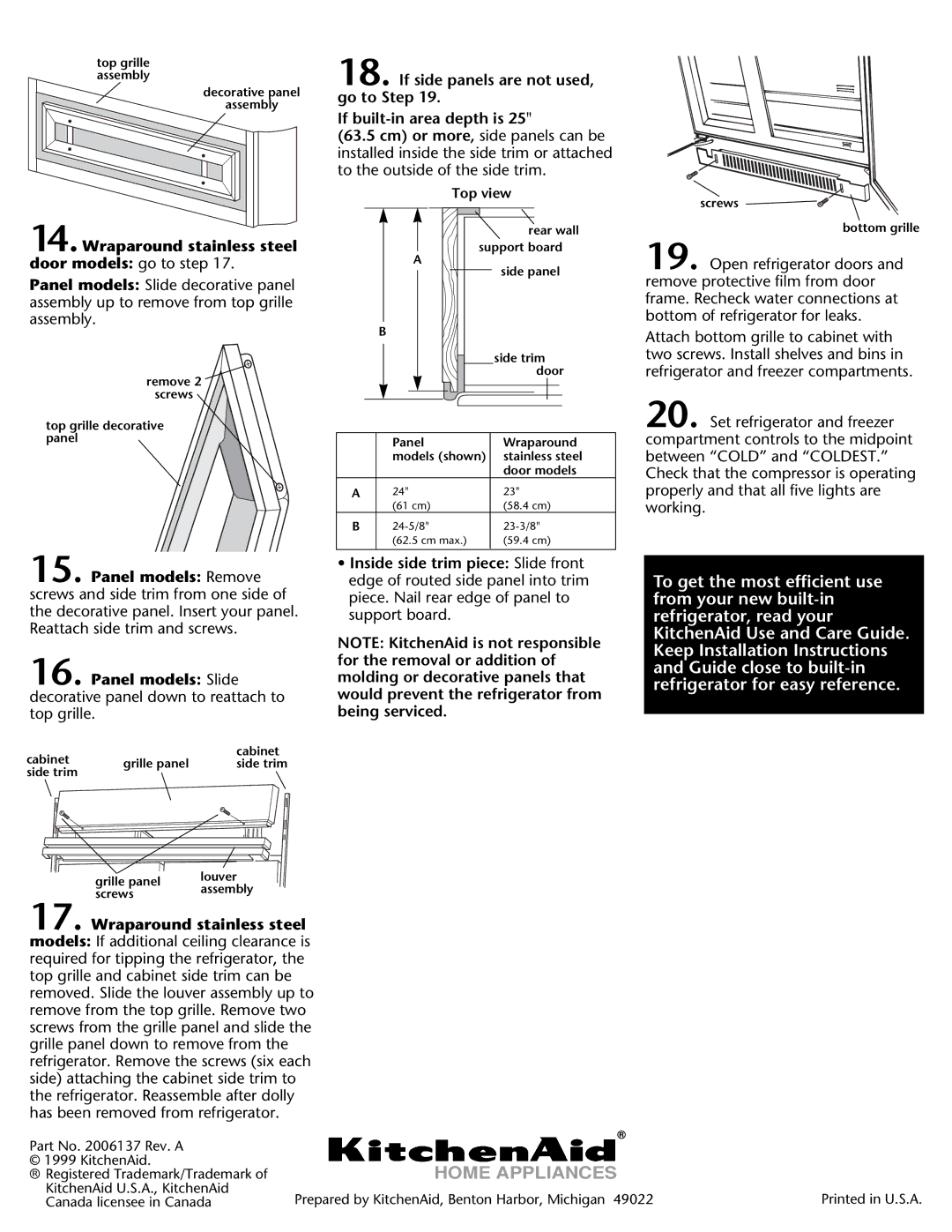 KitchenAid DHT-486XP manual Top view 