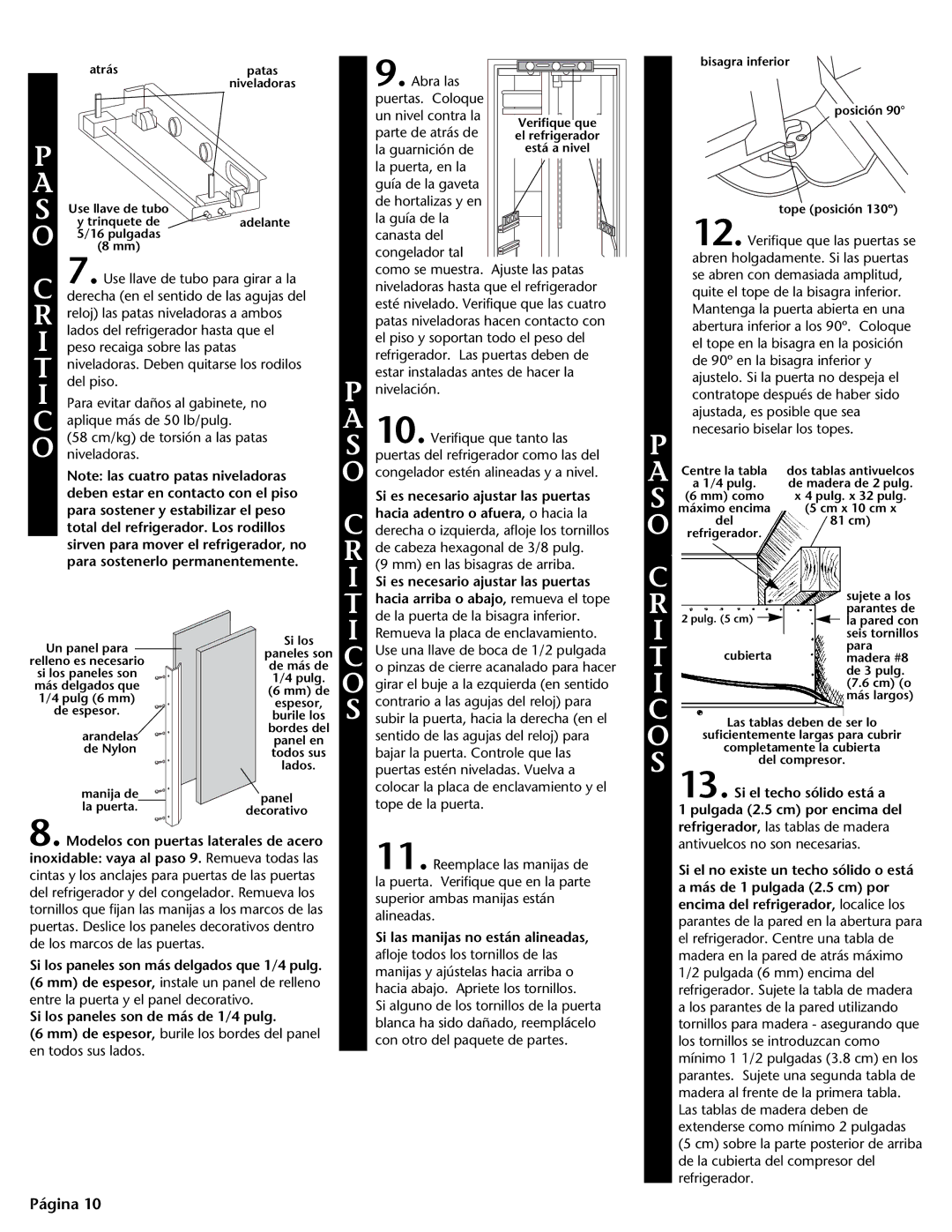 KitchenAid DHT-486XP manual Si es necesario ajustar las puertas, Hacia adentro o afuera, o hacia la 