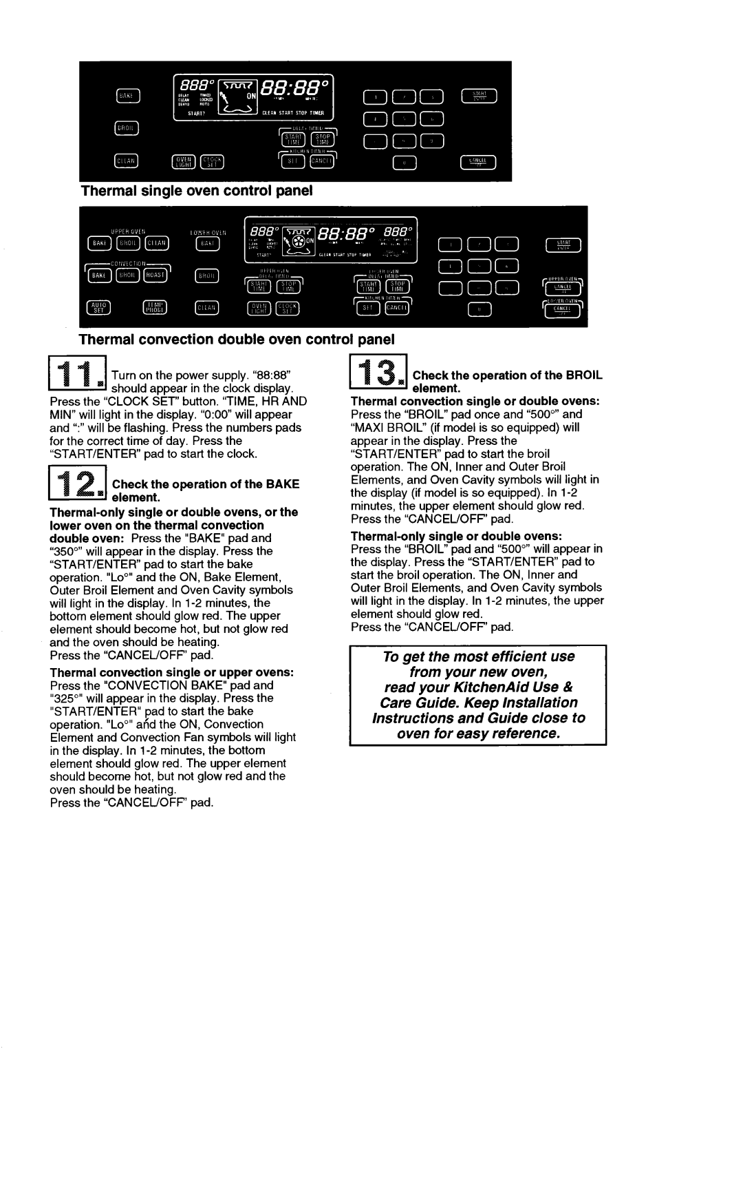 KitchenAid Double Oven Thermal convection single or upper ovens, Thermal-only single or double ovens 