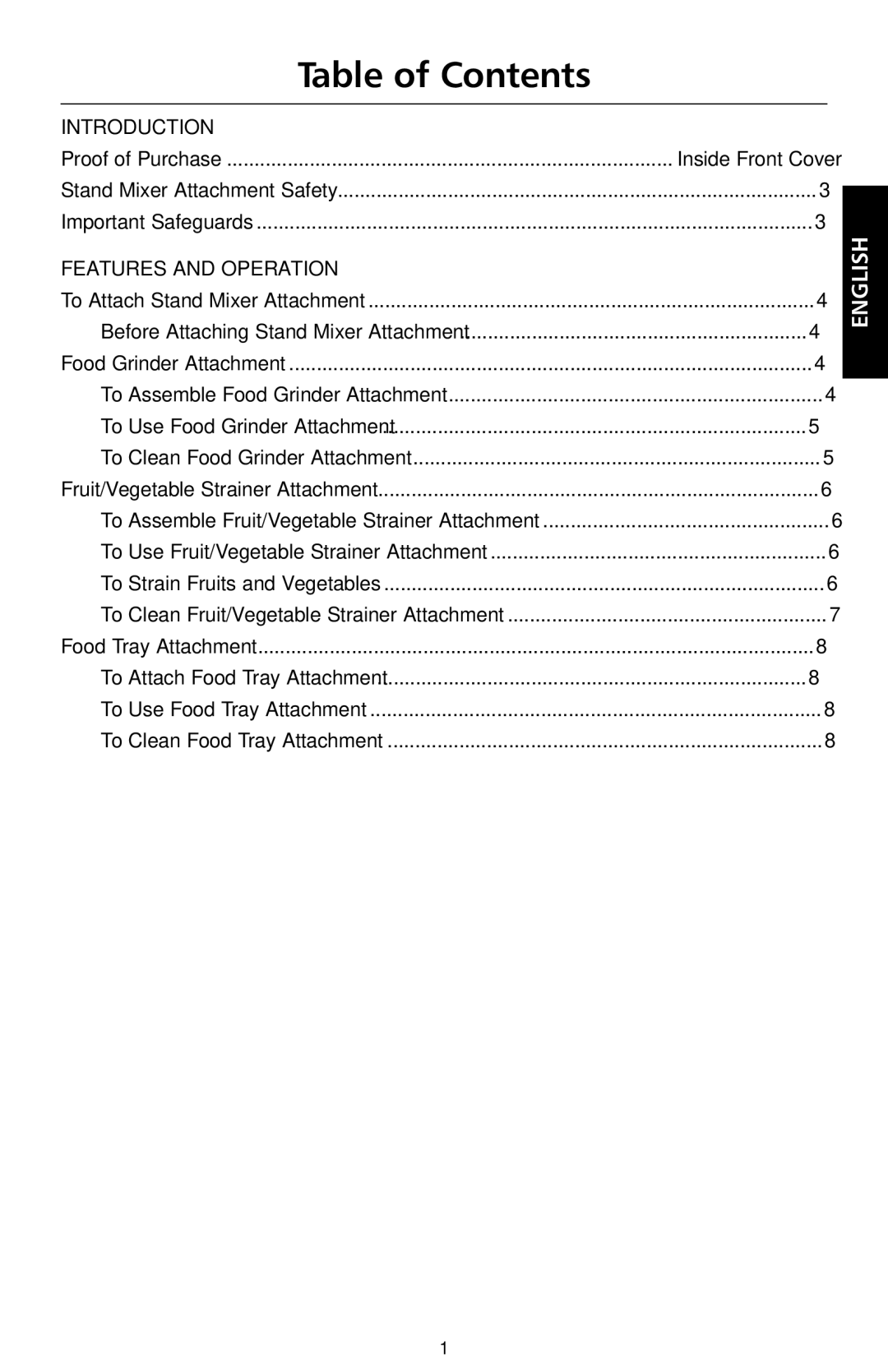 KitchenAid Food Processor, 9709647B, 161 manual Table of Contents 