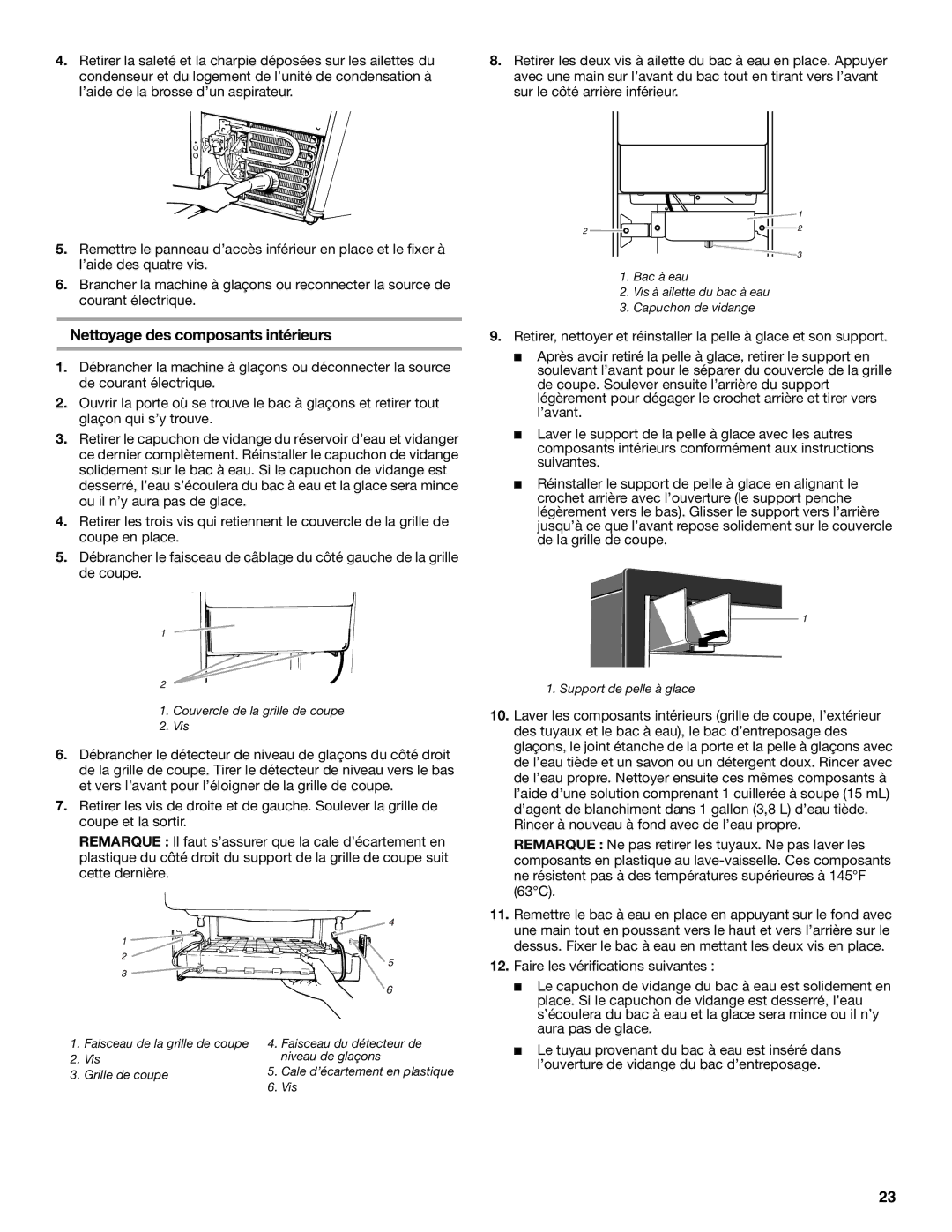 KitchenAid ICEMAKER manual Nettoyage des composants intérieurs, Support de pelle à glace 