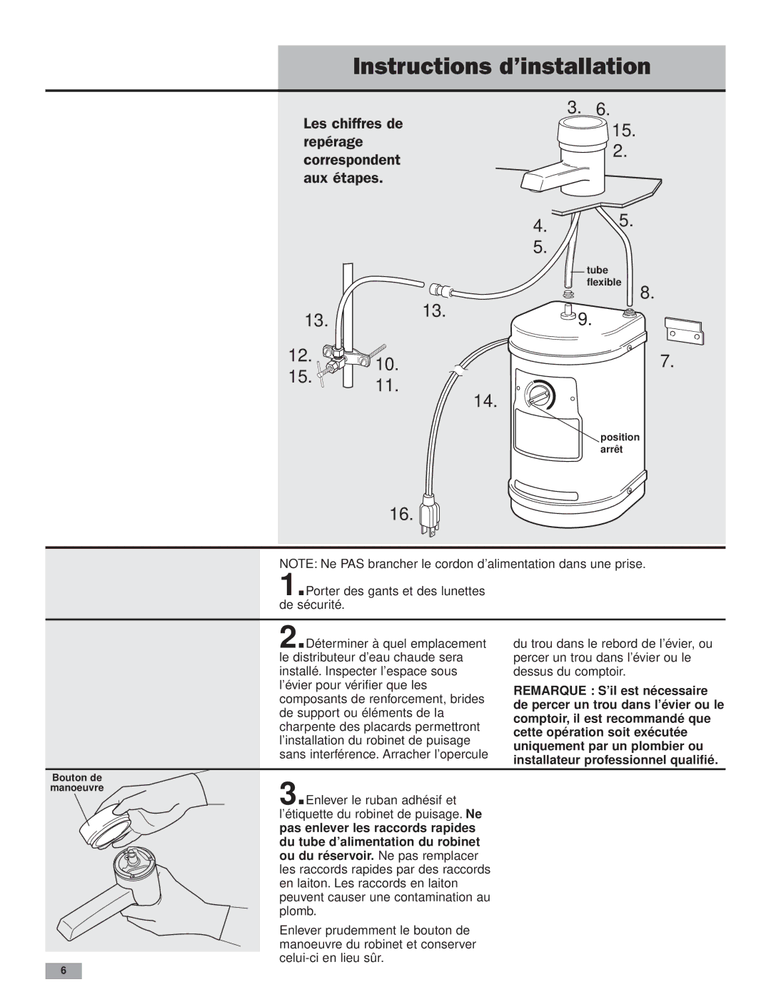 KitchenAid Instant Hot Hot Water Dispenser installation instructions Instructions d’installation 