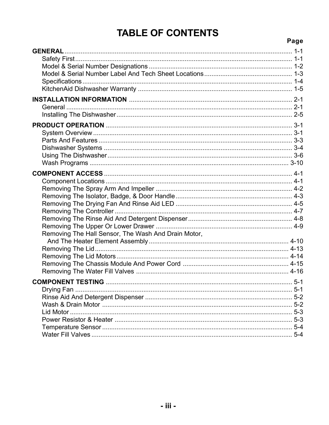 KitchenAid KAD-9 manual Table of Contents 