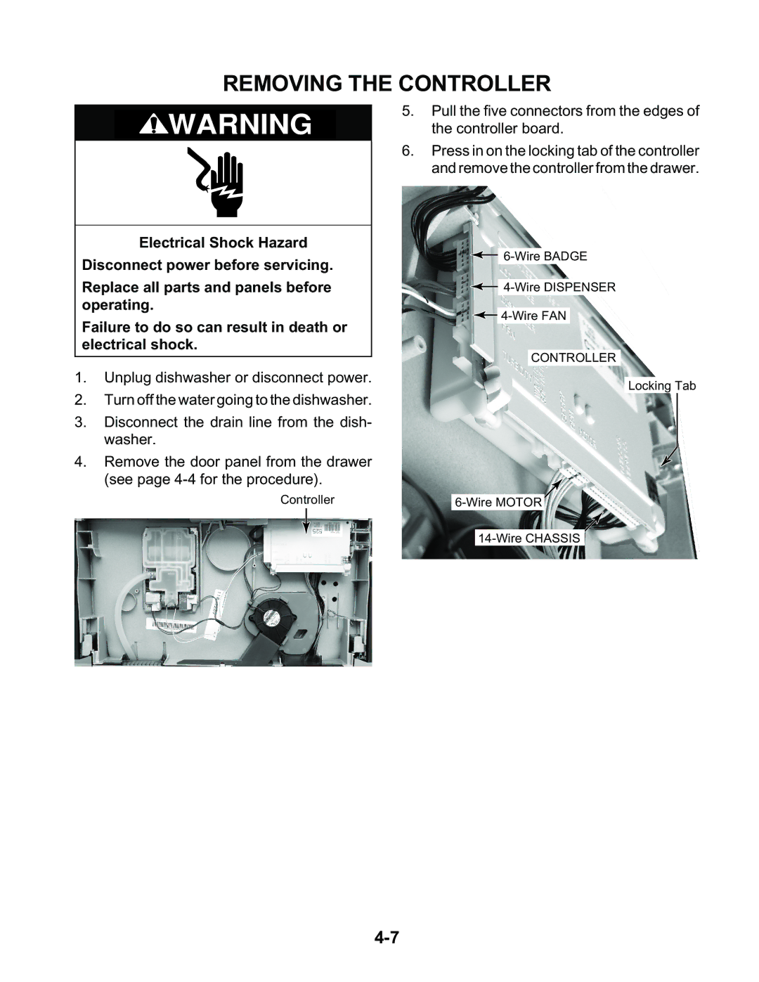 KitchenAid KAD-9 manual Removing the Controller 