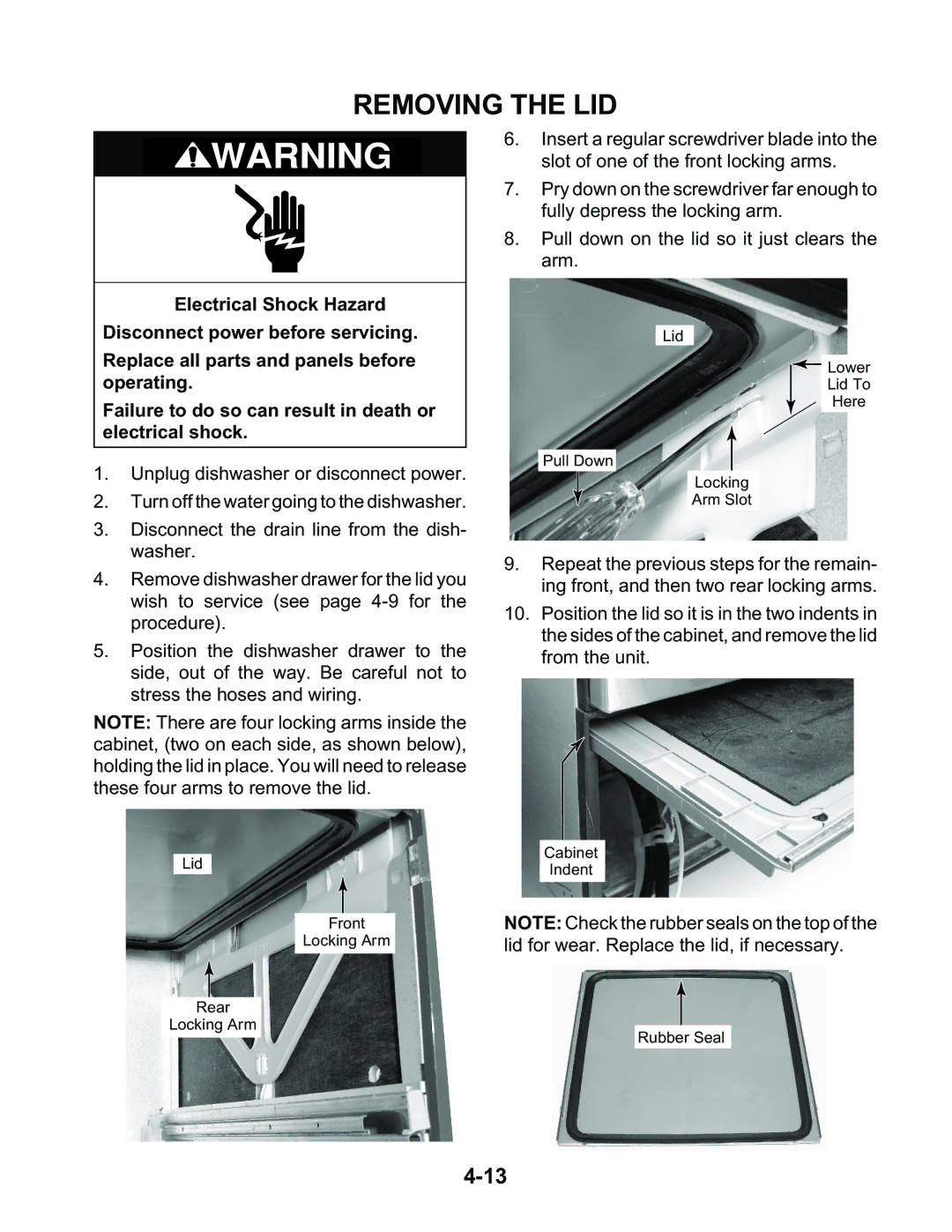 KitchenAid KAD-9 manual Removing the LID 