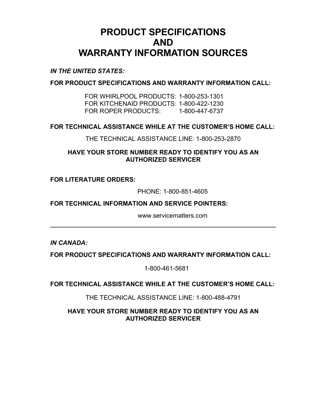 KitchenAid KAD-9 manual Product Specifications Warranty Information Sources, United States 