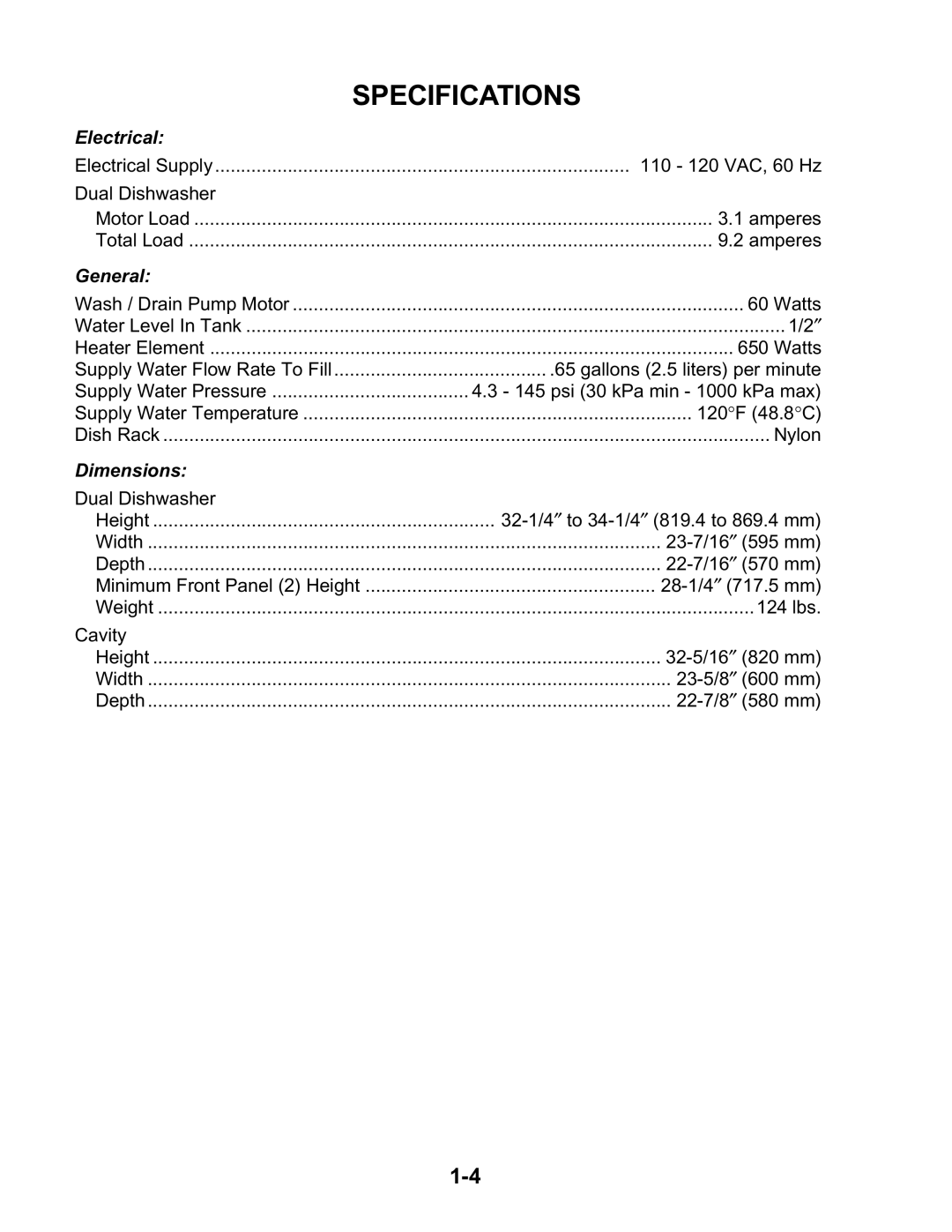 KitchenAid KAD-9 manual Specifications, General 