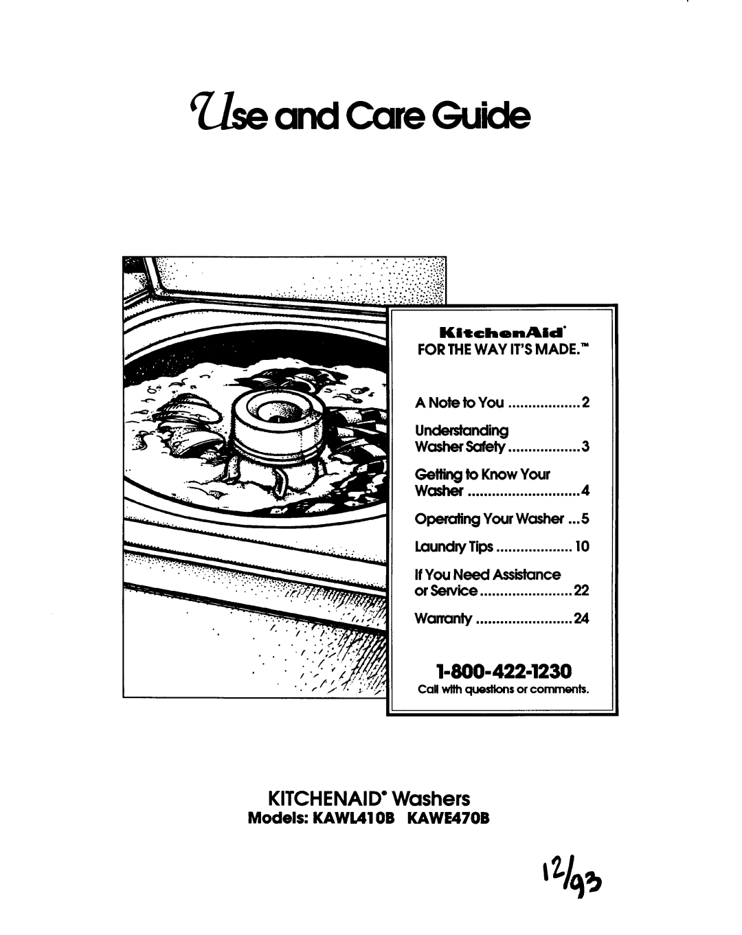 KitchenAid KAWE470B, KAWL410B manual 