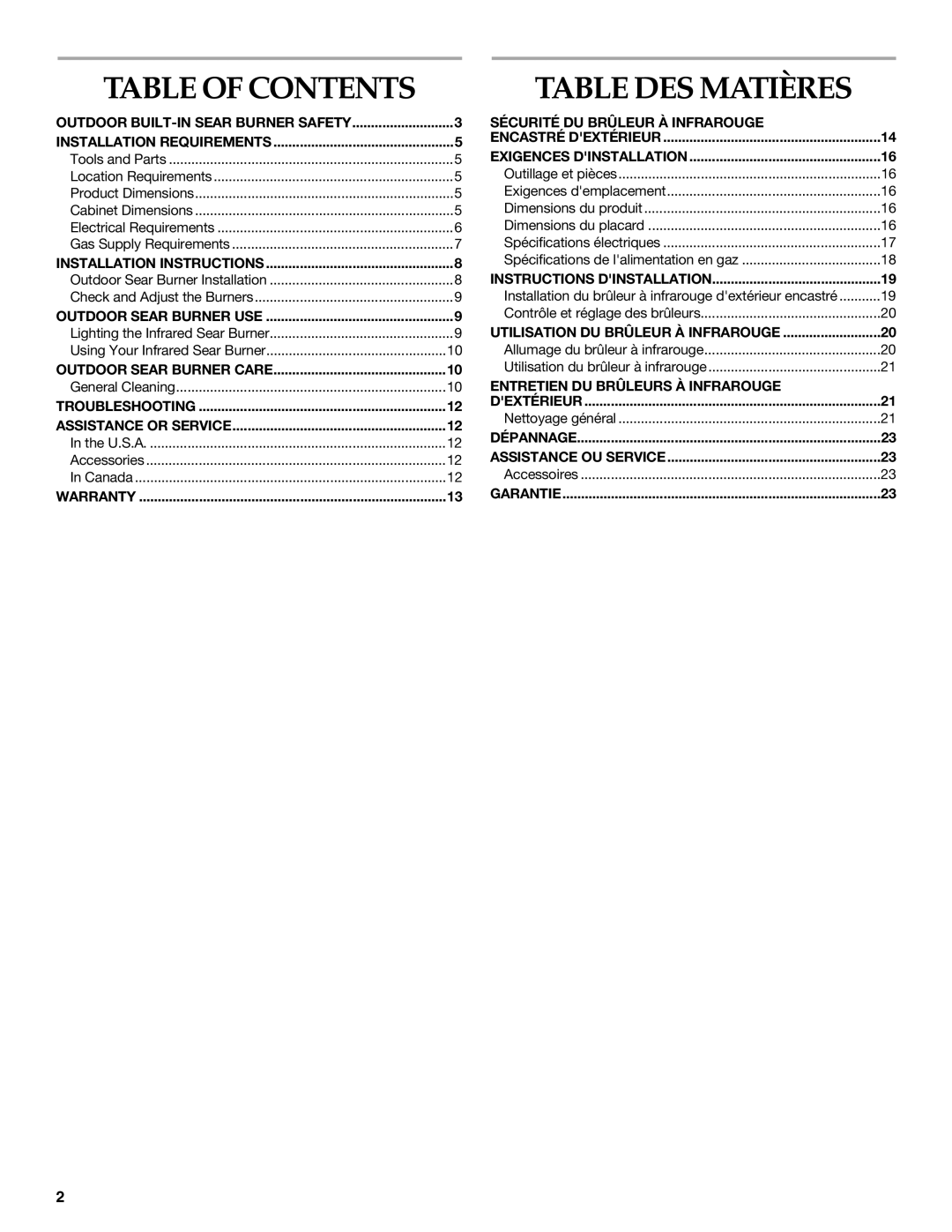 KitchenAid KBEU121T installation instructions Table DES Matières 