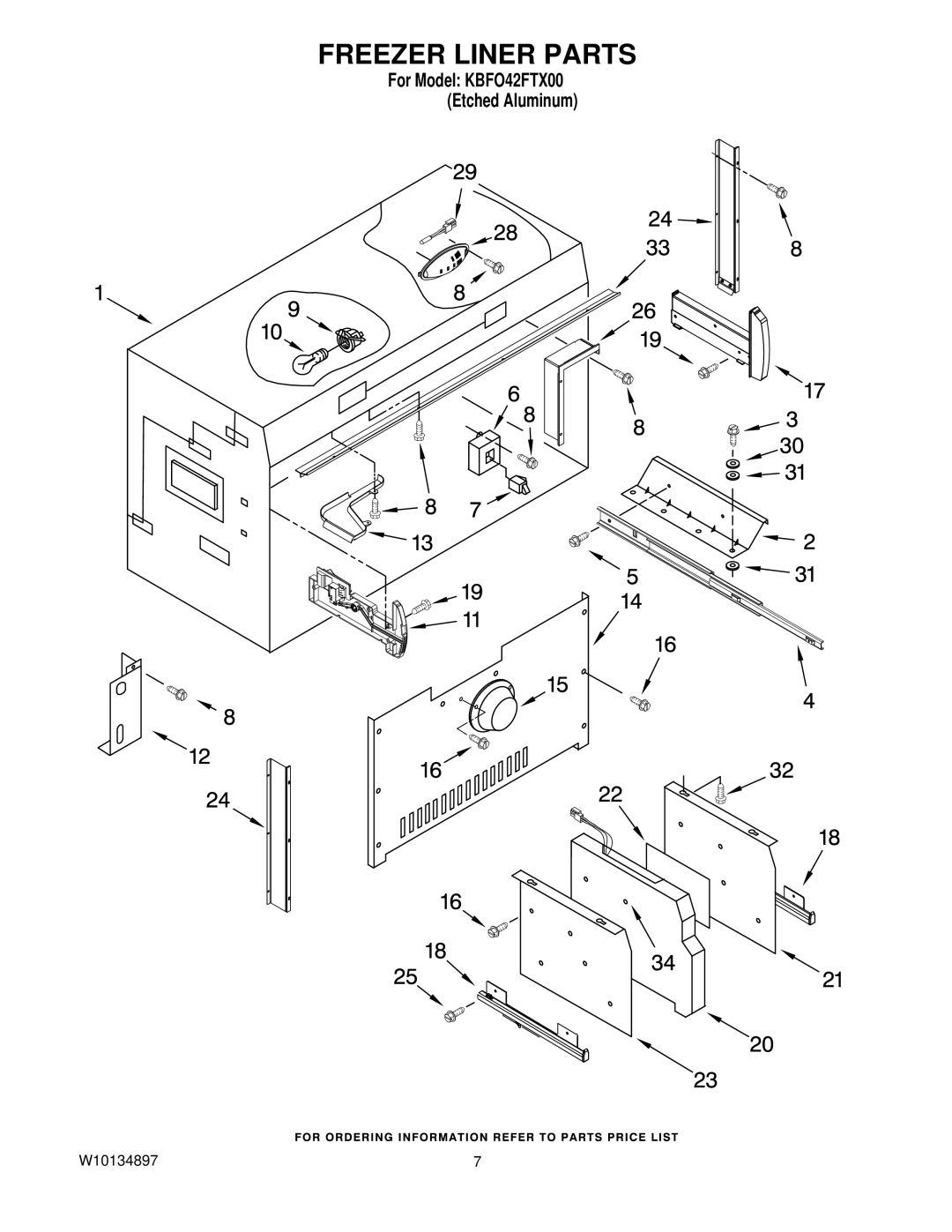 KitchenAid KBFO42FTX00 manual Freezer Liner Parts 