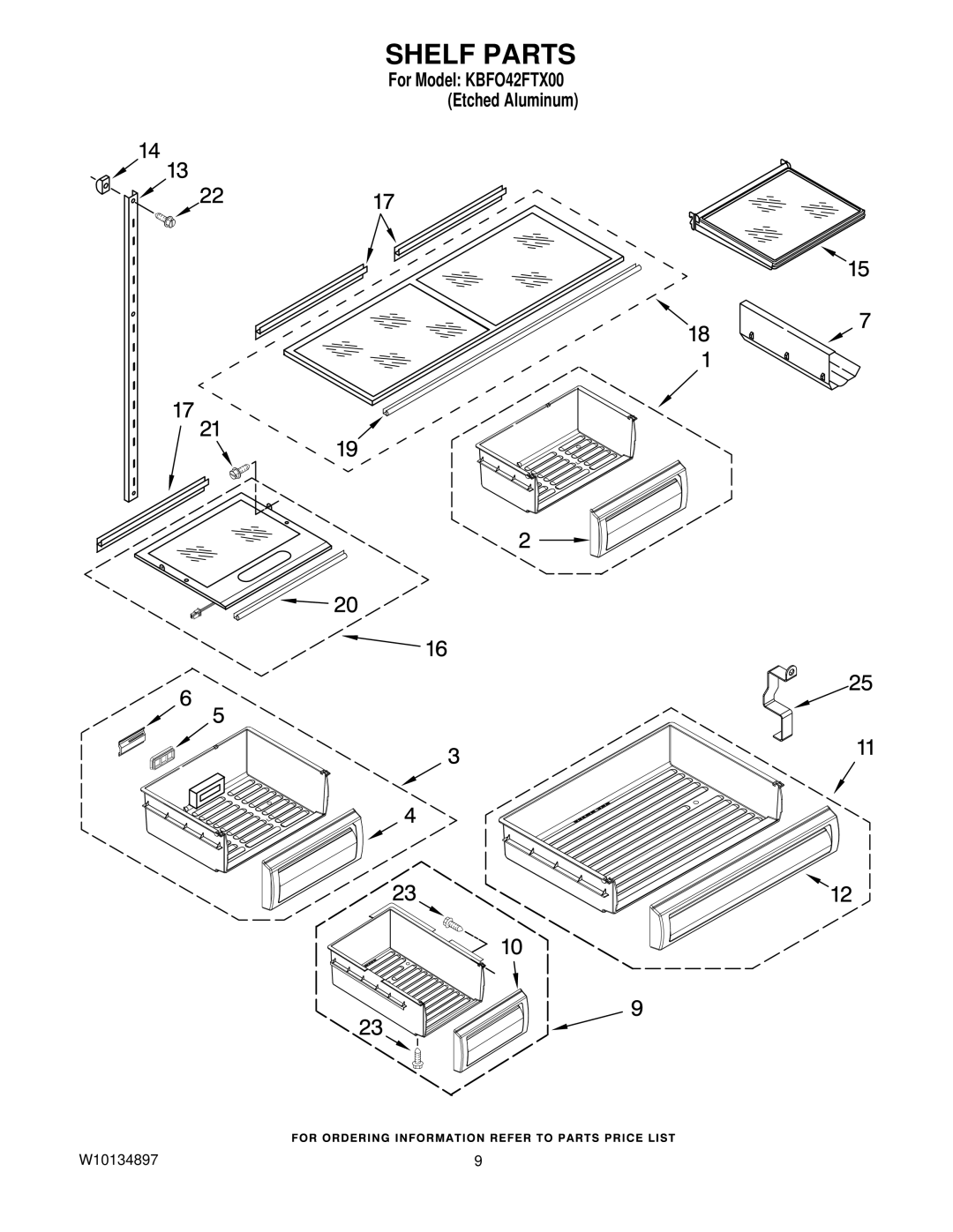 KitchenAid KBFO42FTX00 manual Shelf Parts 