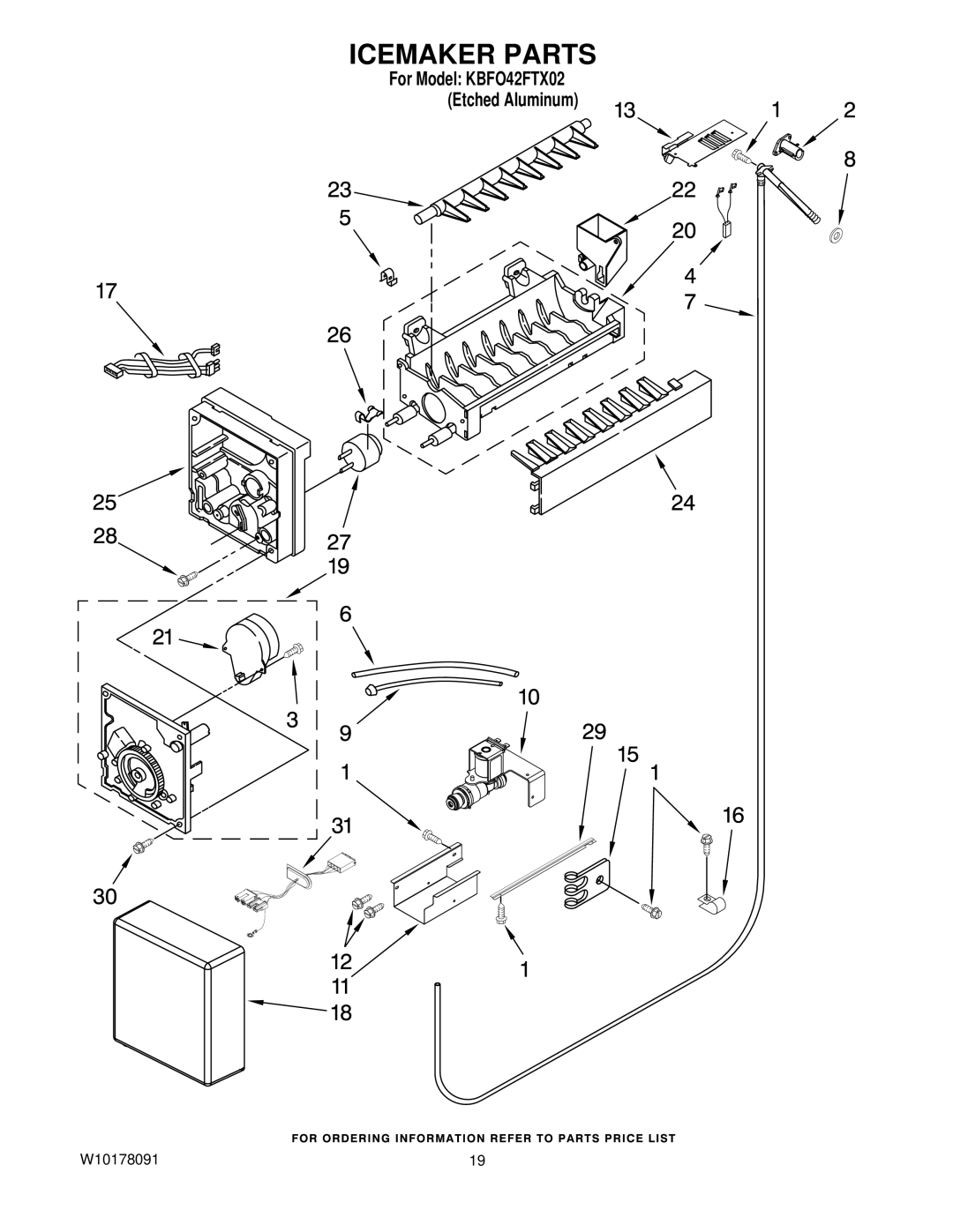 KitchenAid KBFO42FTX02 manual Icemaker Parts 