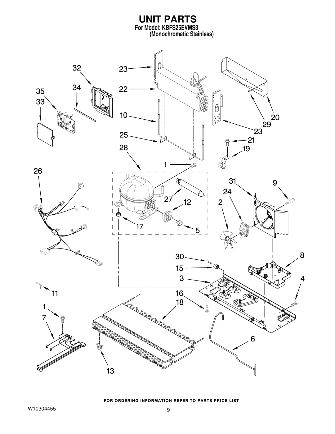 KitchenAid KBFS25EVMS3 manual Unit Parts 