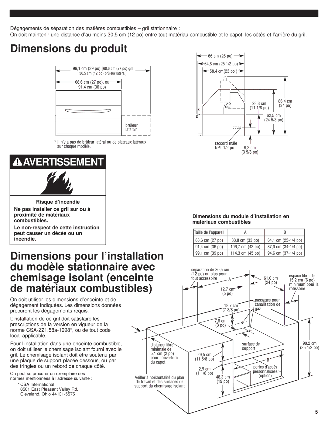 KitchenAid KBGS292PSS, KBGS274PSS, KBGS364PSS installation instructions Dimensions du produit 