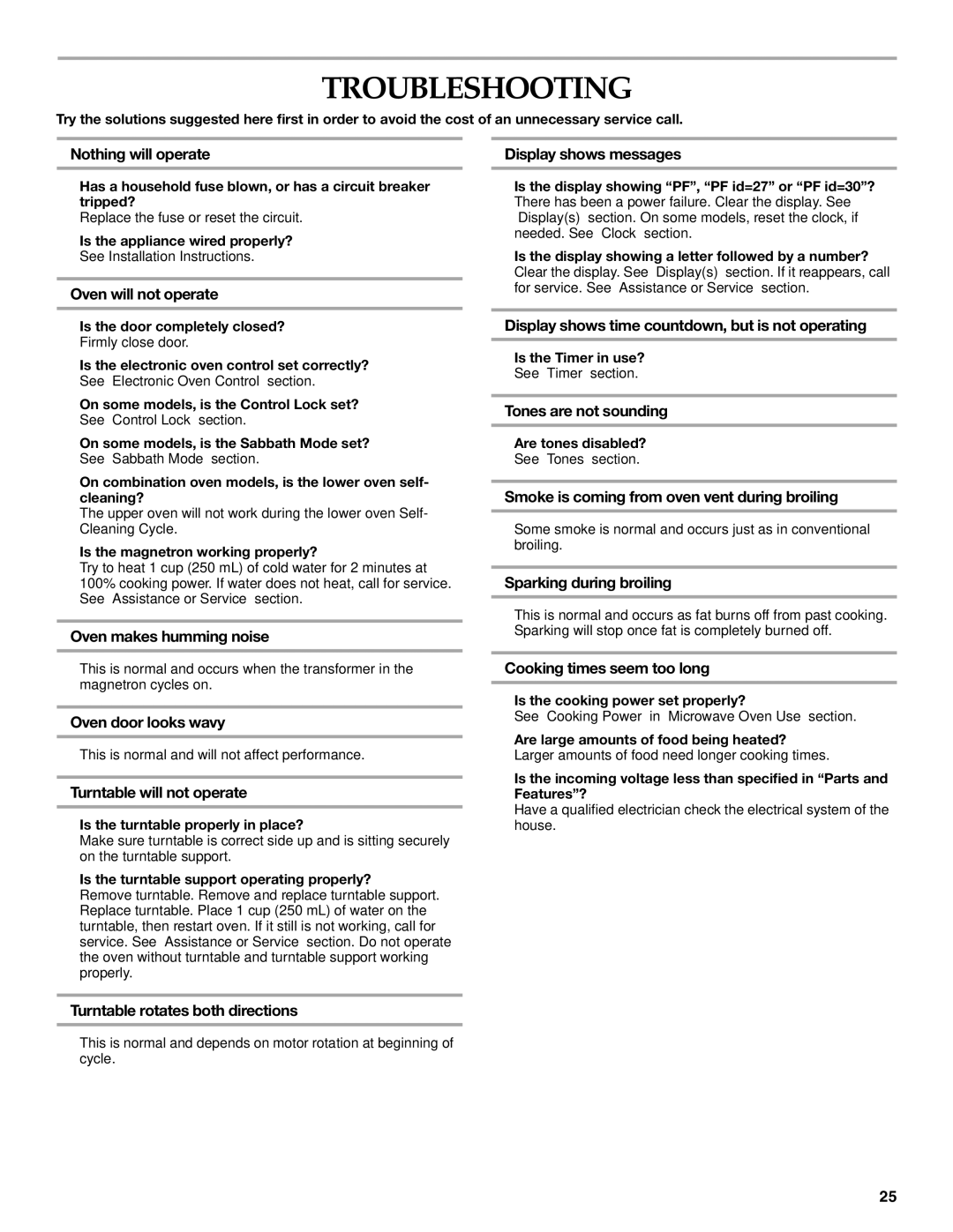 KitchenAid KBHV109, YKEHV309 manual Troubleshooting 