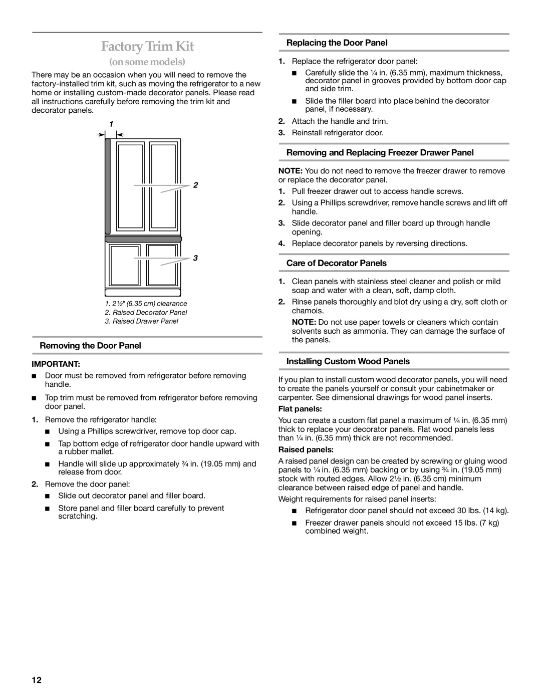 KitchenAid KBRA20ELSS0, KBLA20ELSS0, KBRA20ELWH0, KBRA20EMSS, KBRA20ELBT0, KBRA20ELBL0 manual Factory Trim Kit 