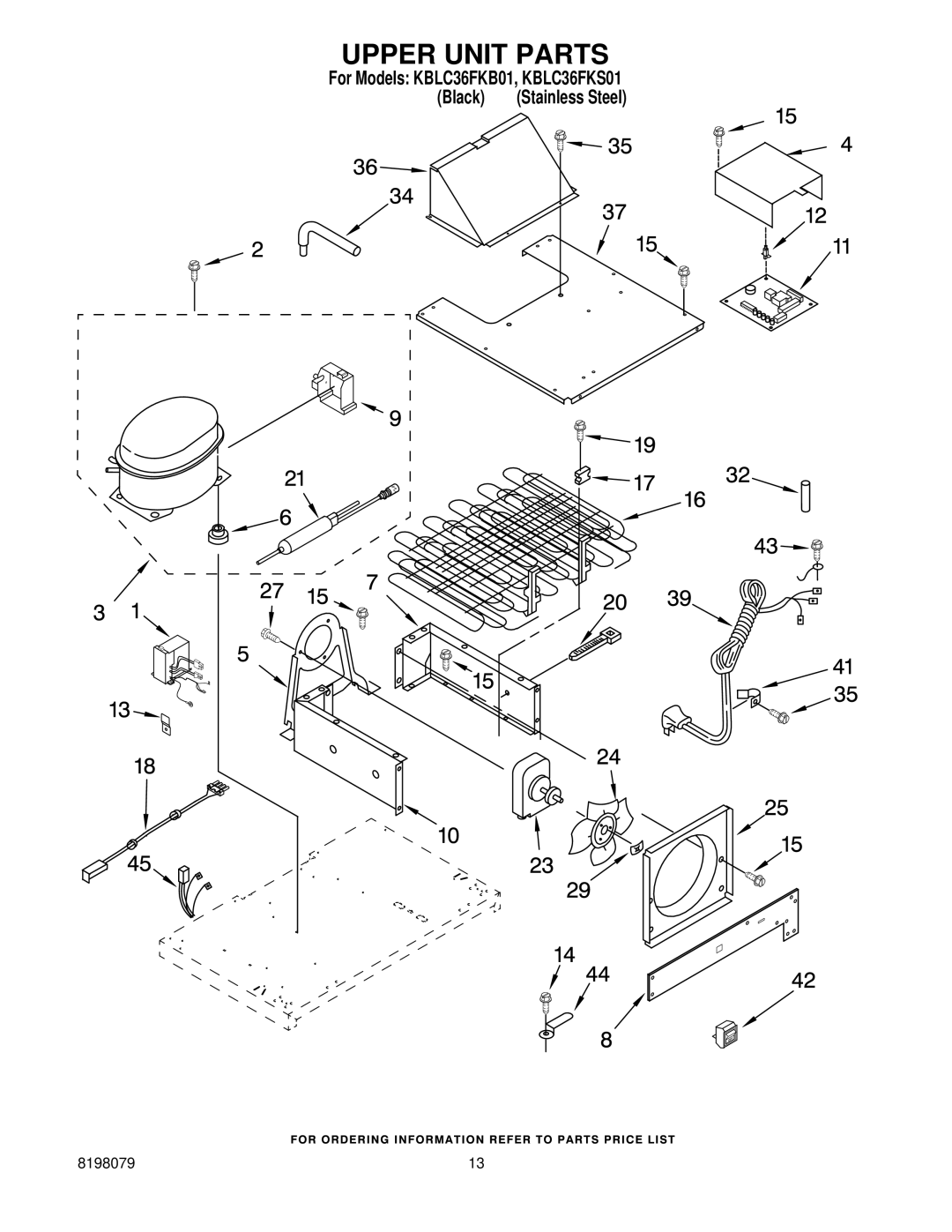 KitchenAid KBLC36FKB01, KBLC36FKS01 manual Upper Unit Parts 