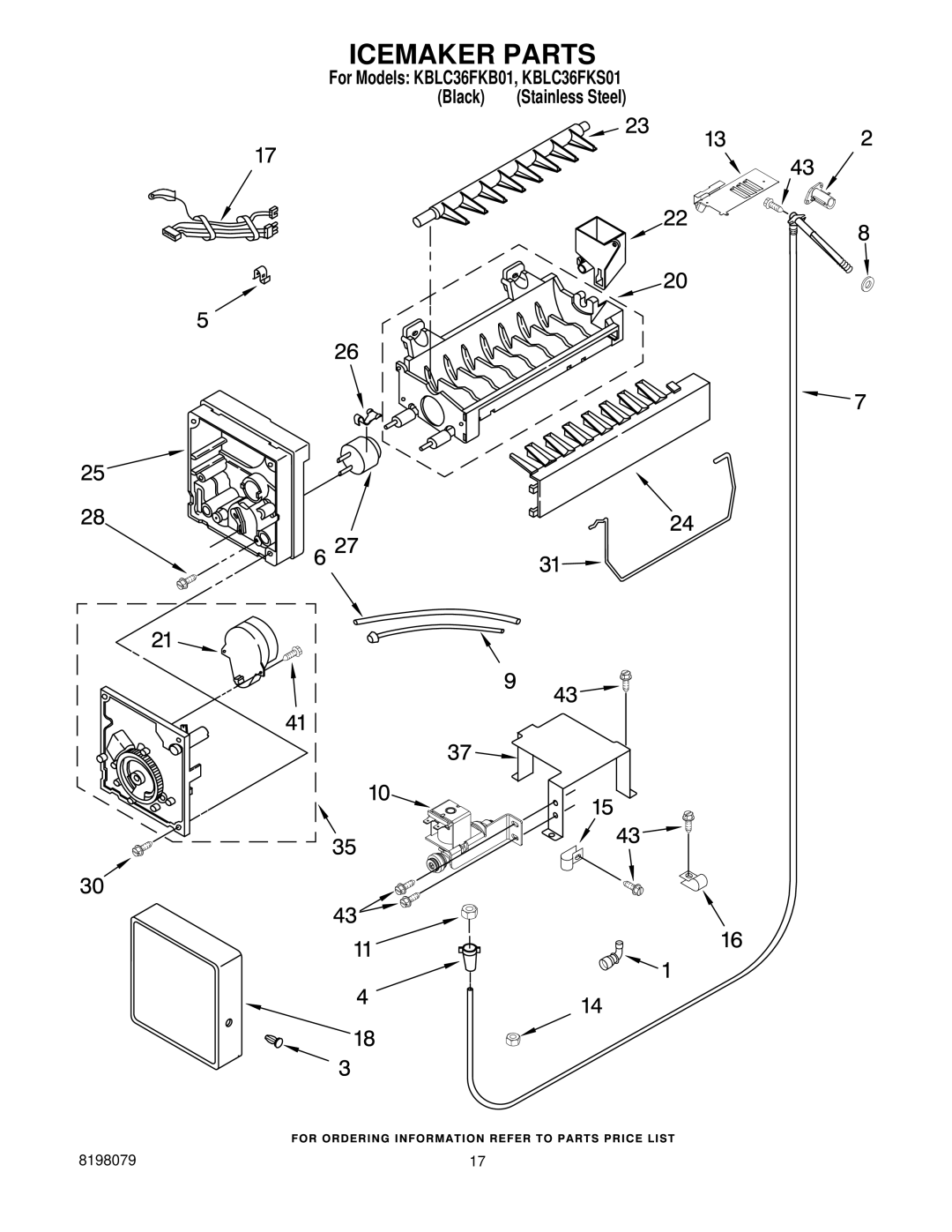 KitchenAid KBLC36FKB01, KBLC36FKS01 manual Icemaker Parts 